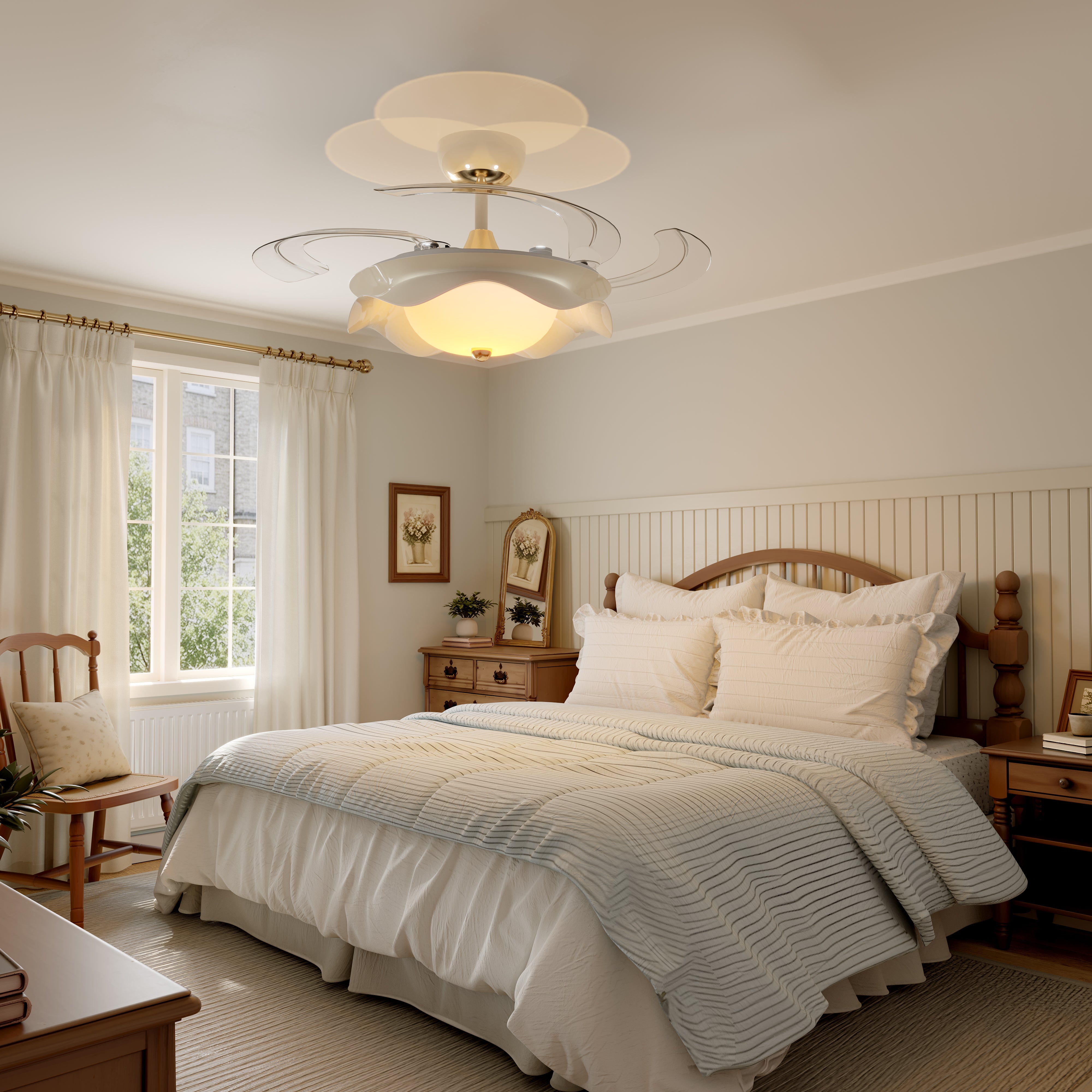 42 Inch Ceiling Fan with Adjustable Downrods and Remote
