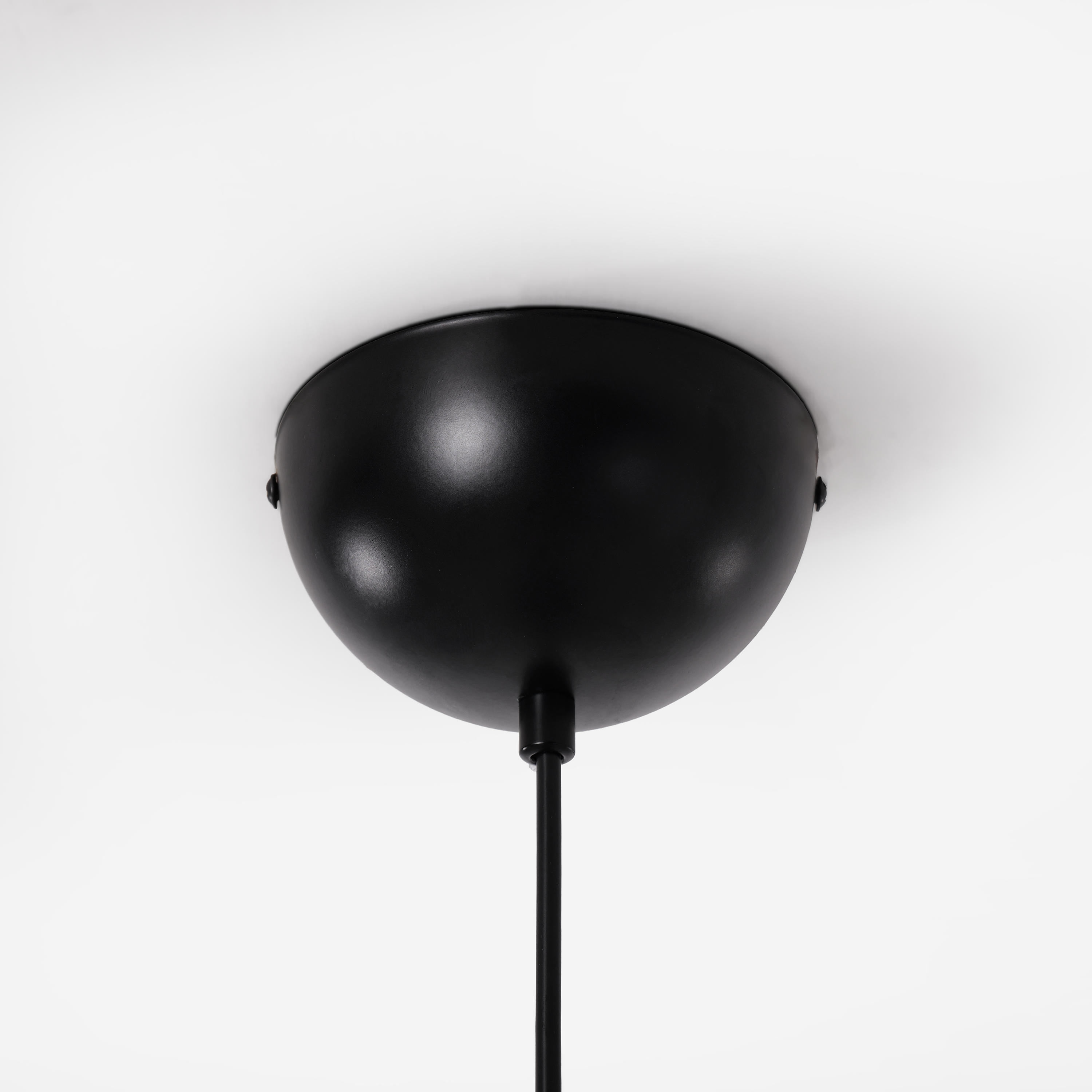 red iron pendant light with shade and canopy details