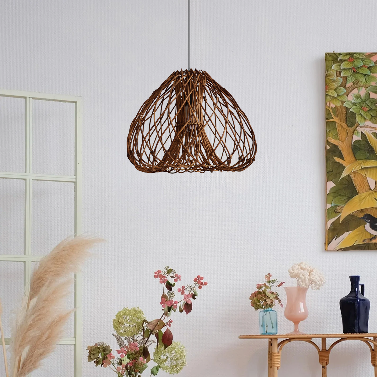 Natural Woven Rattan Pendant Light for Rustic Interiors