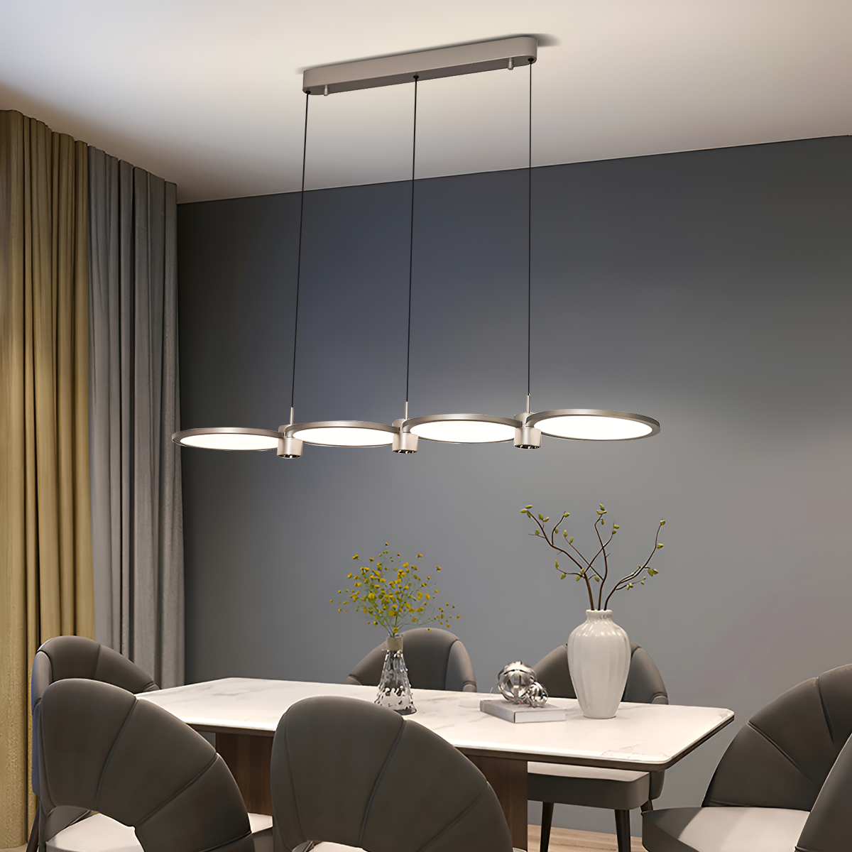 Sleek Silver Linear Pendant Light with Acrylic Shades