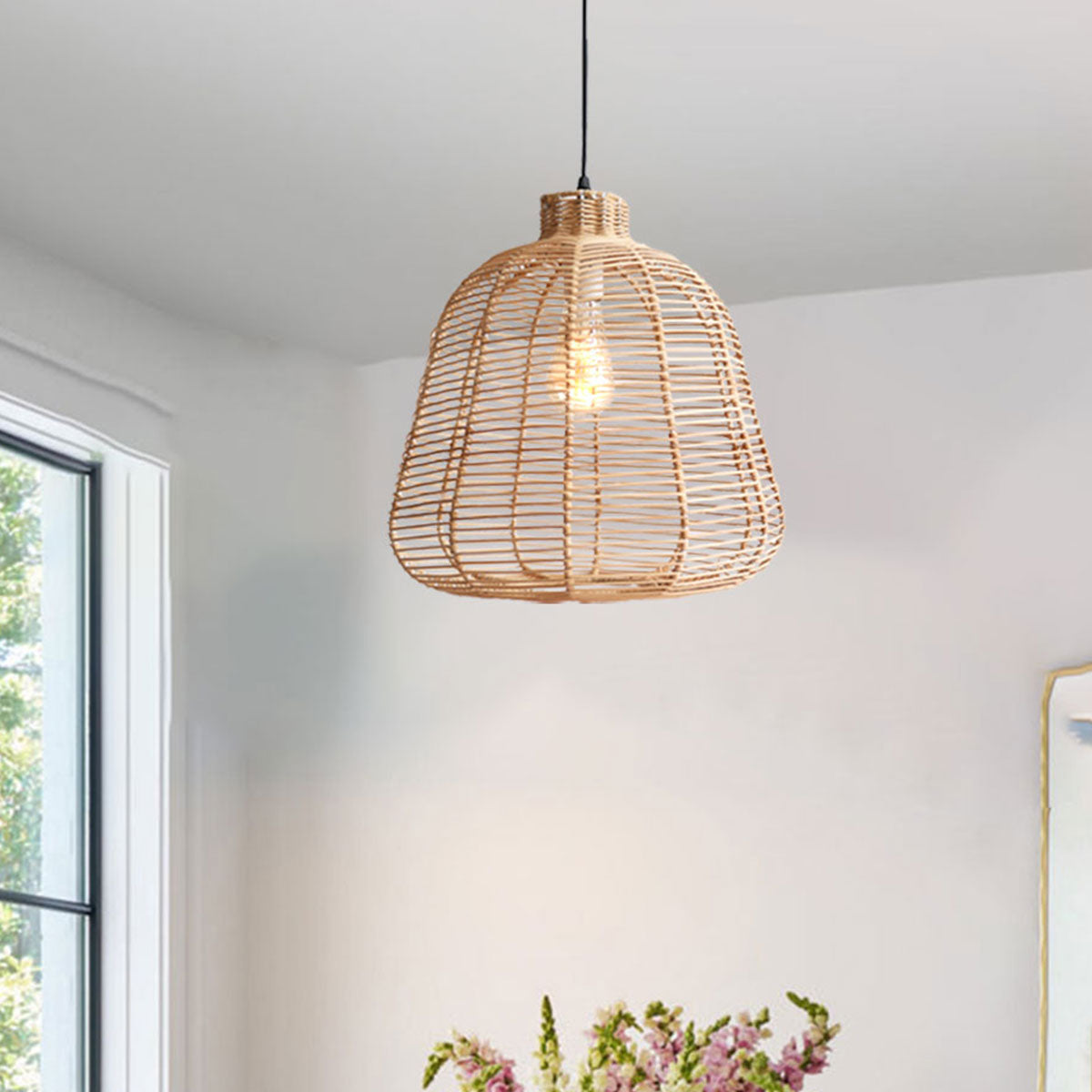 Natural Rattan Woven Pendant Light for Warm Ambient Lighting