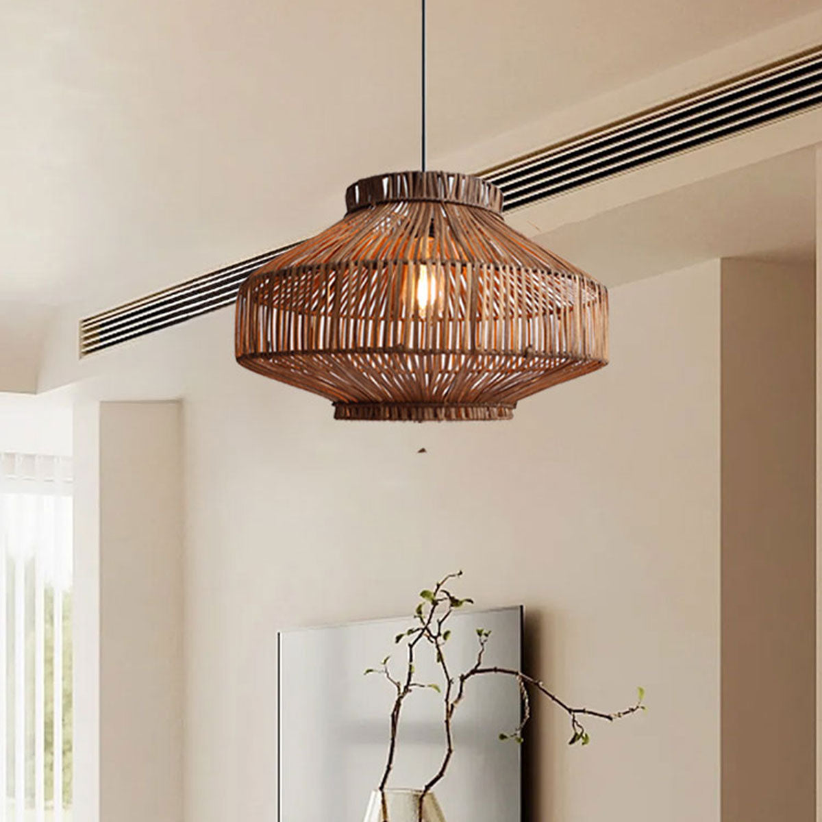 Natural Woven Rattan Pendant Light for Modern Boho Interiors