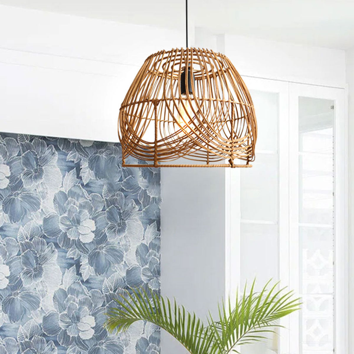 Rustic Woven Rattan Pendant Light for Living Spaces