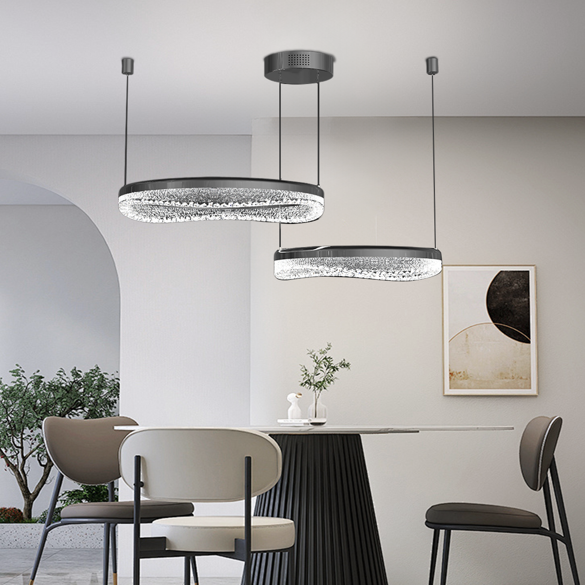 Pearl Black Wave LED Pendant Light in Aluminum Alloy