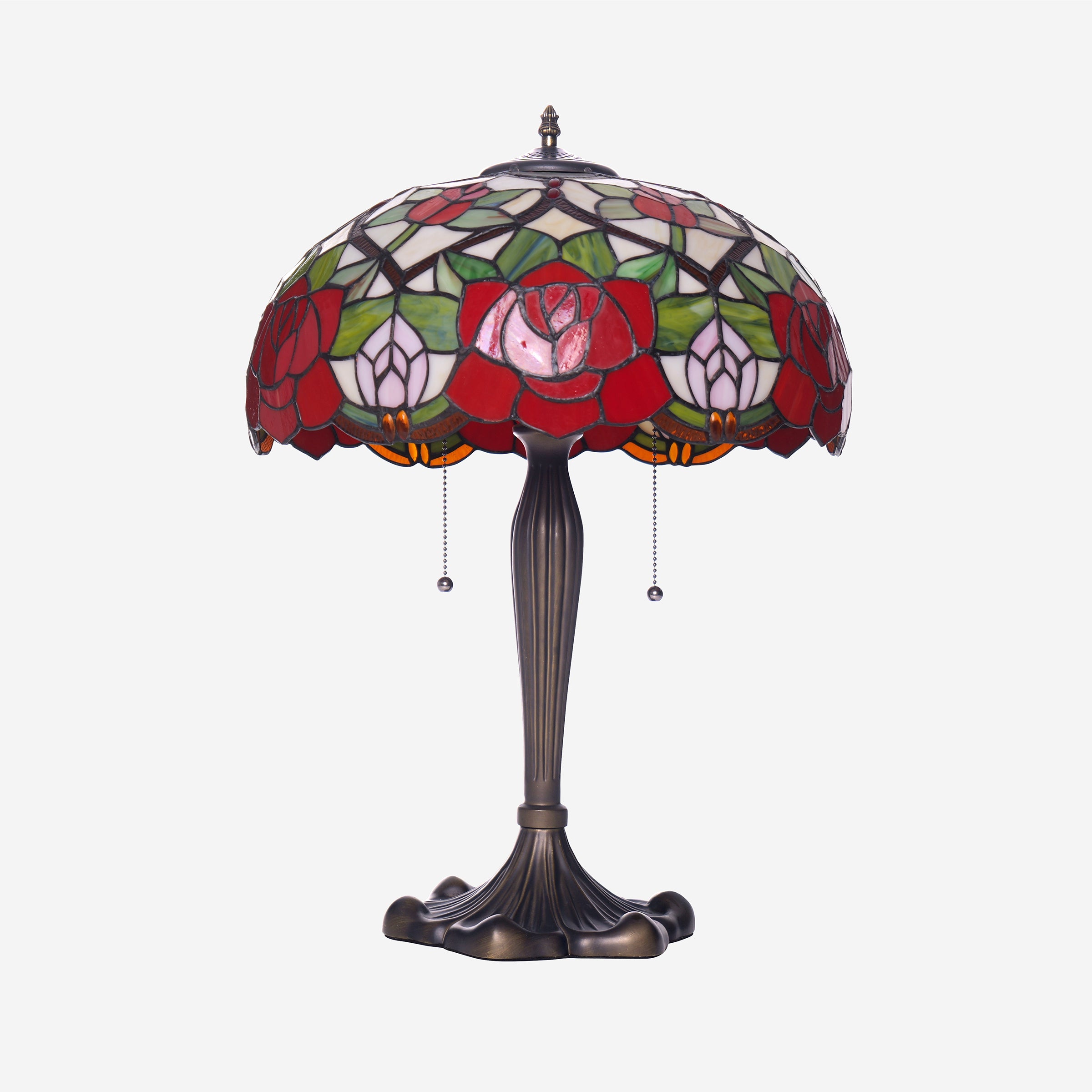 Tiffany Table Lamp | Handcrafted Stained Glass Rose Series