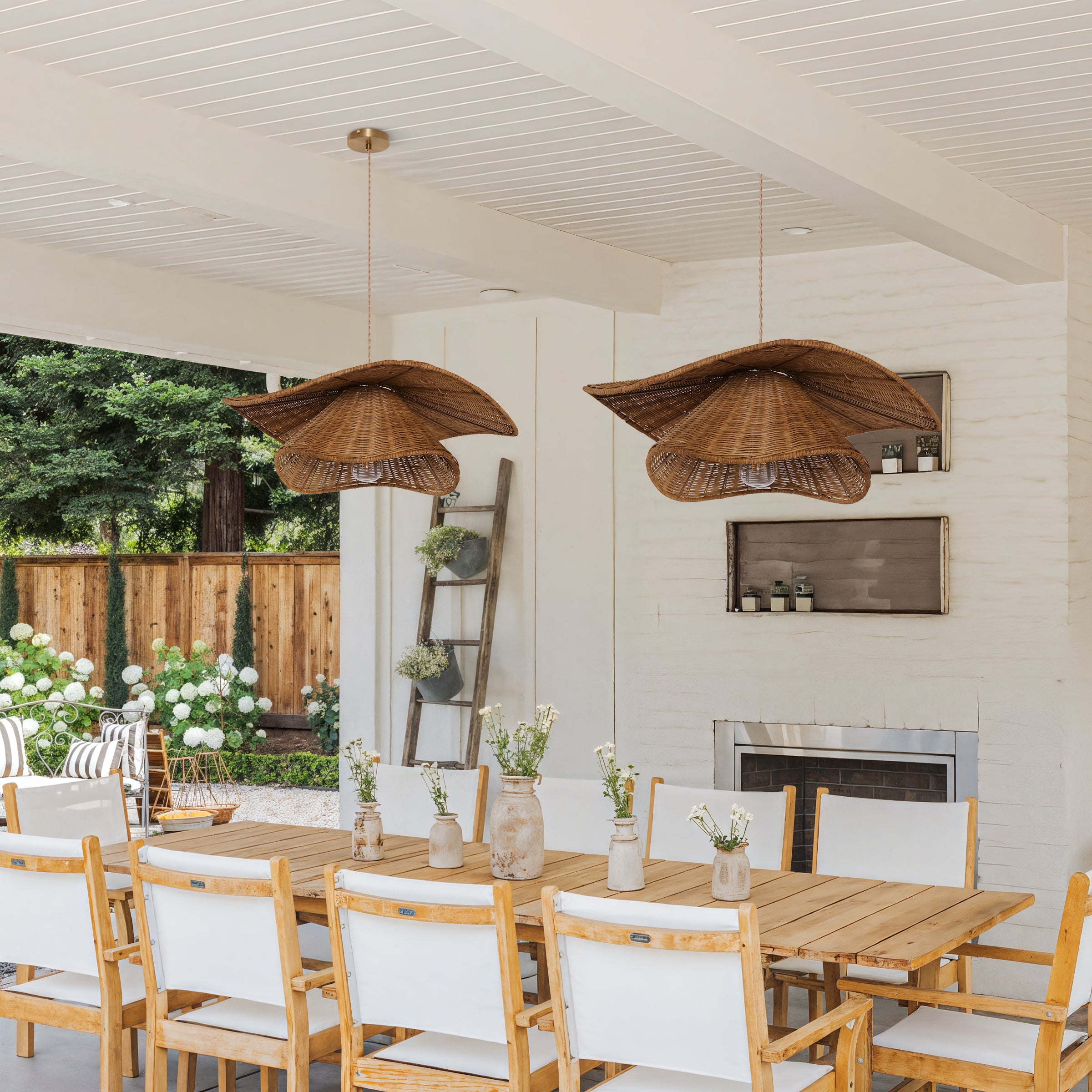 Organic Woven Rattan and Iron Pendant Light for Cozy Spaces