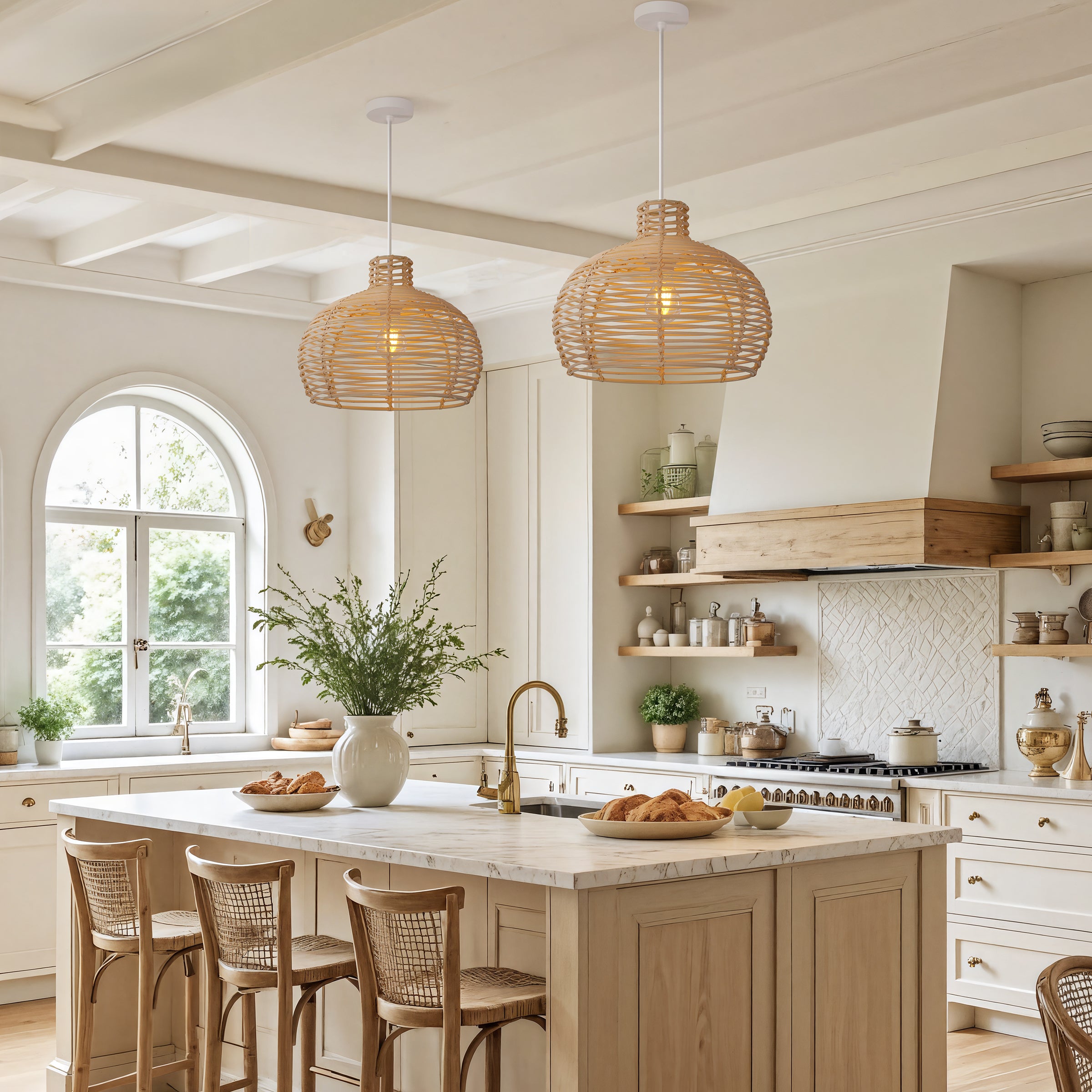 Cella-Open Weave Rattan Pendant Light for Dining Room