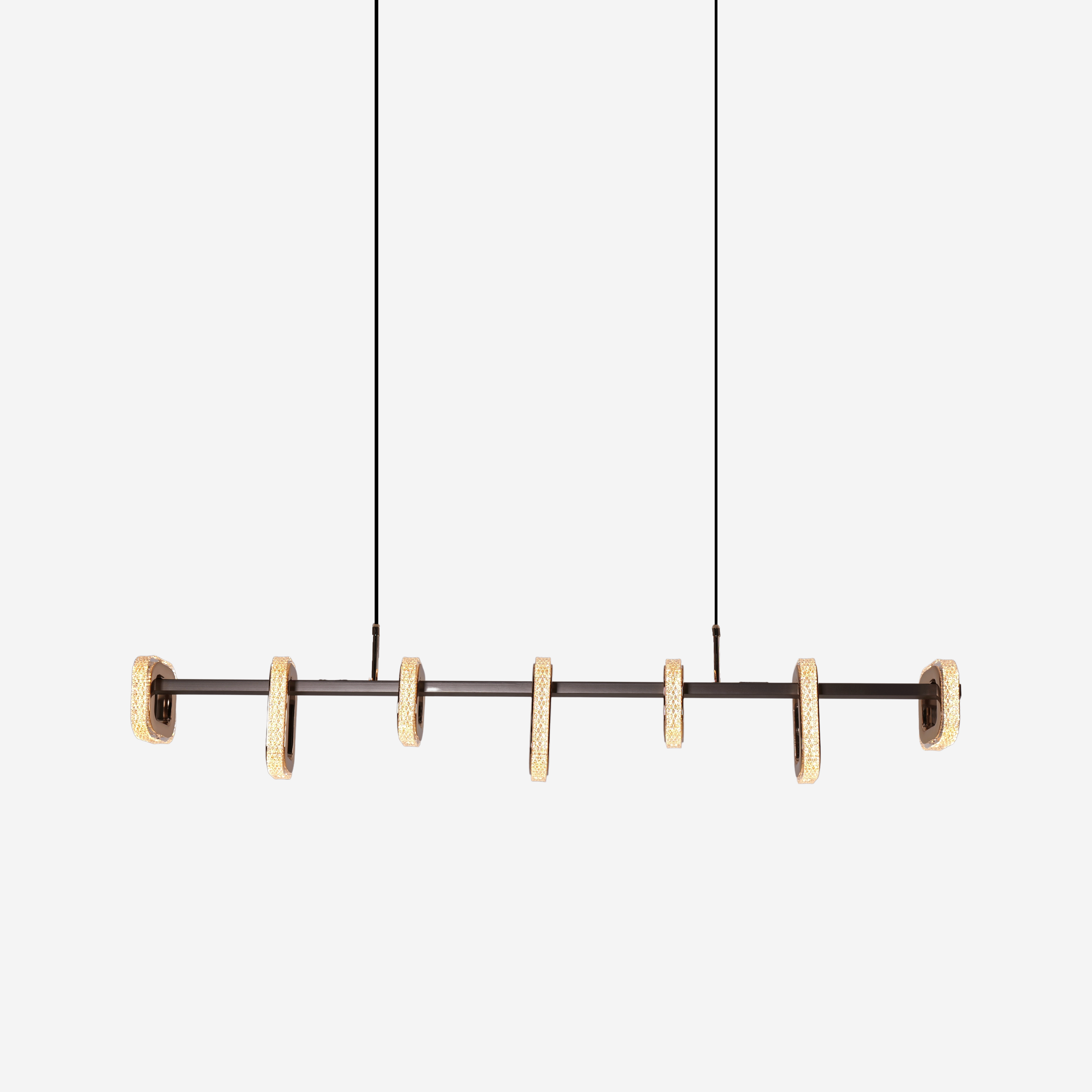 Gold Linear LED Pendant Light with Acrylic Shades