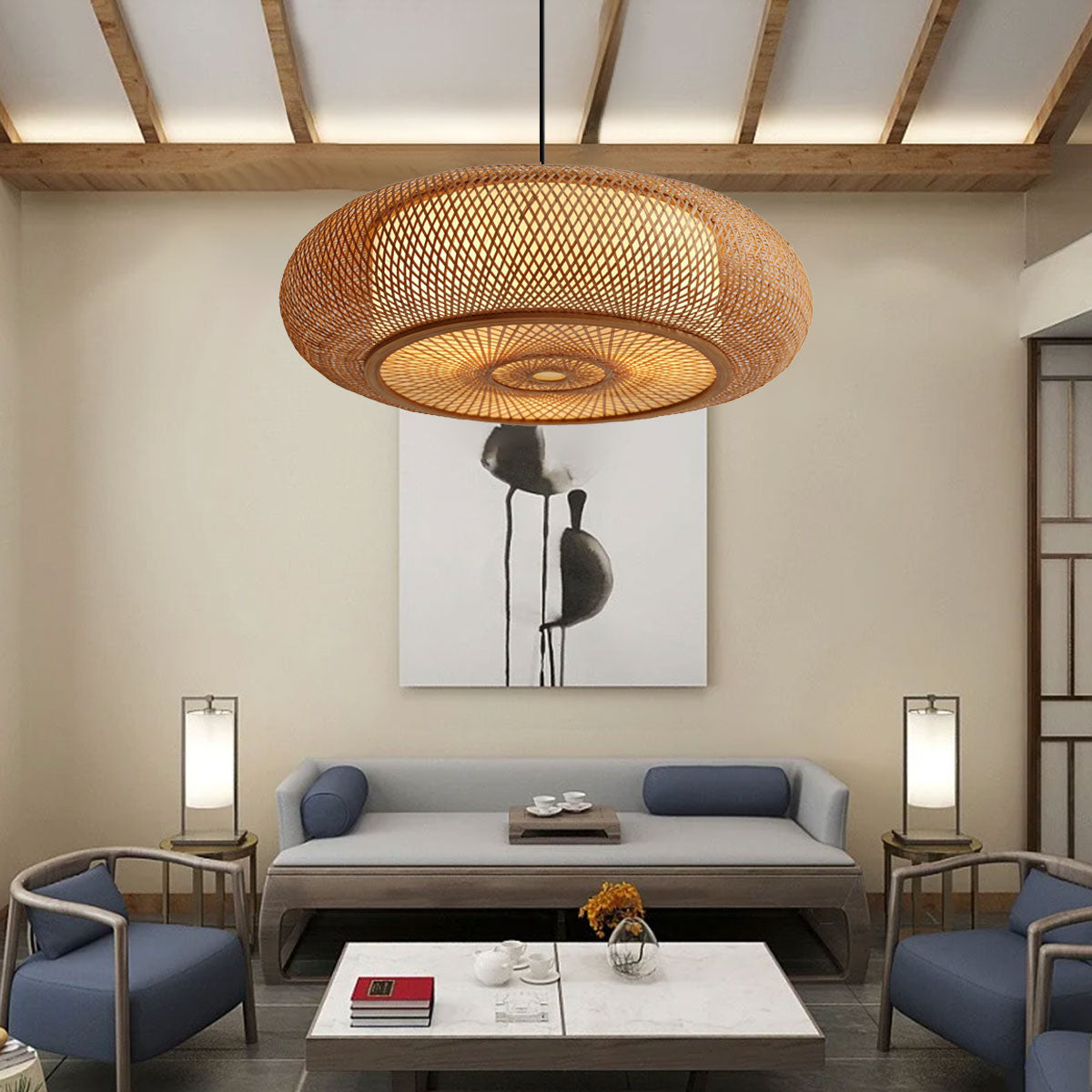 Natural Bamboo Woven Pendant Light for Warm Ambiance Décor