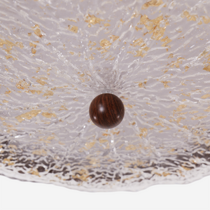 walnut ripple acrylic ceiling light with shade texture and trim detail