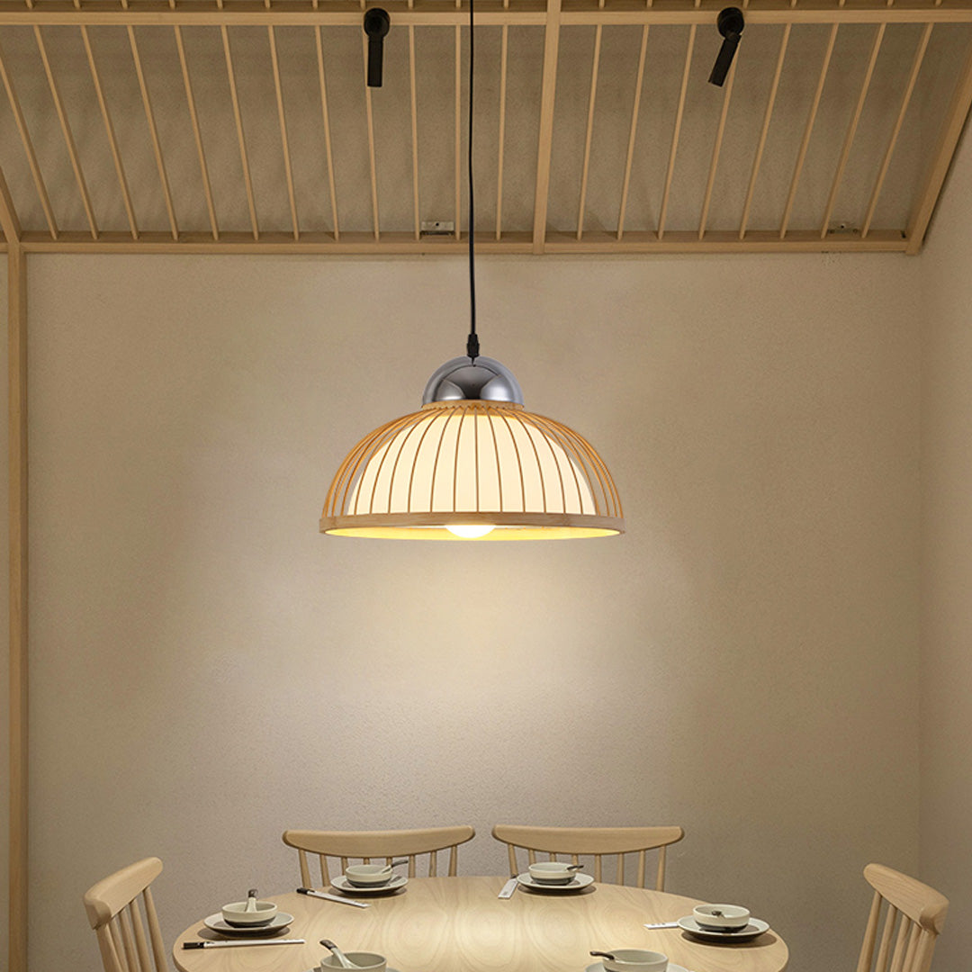 Bamboo Woven Lid Simple Dining Room Pendant Light