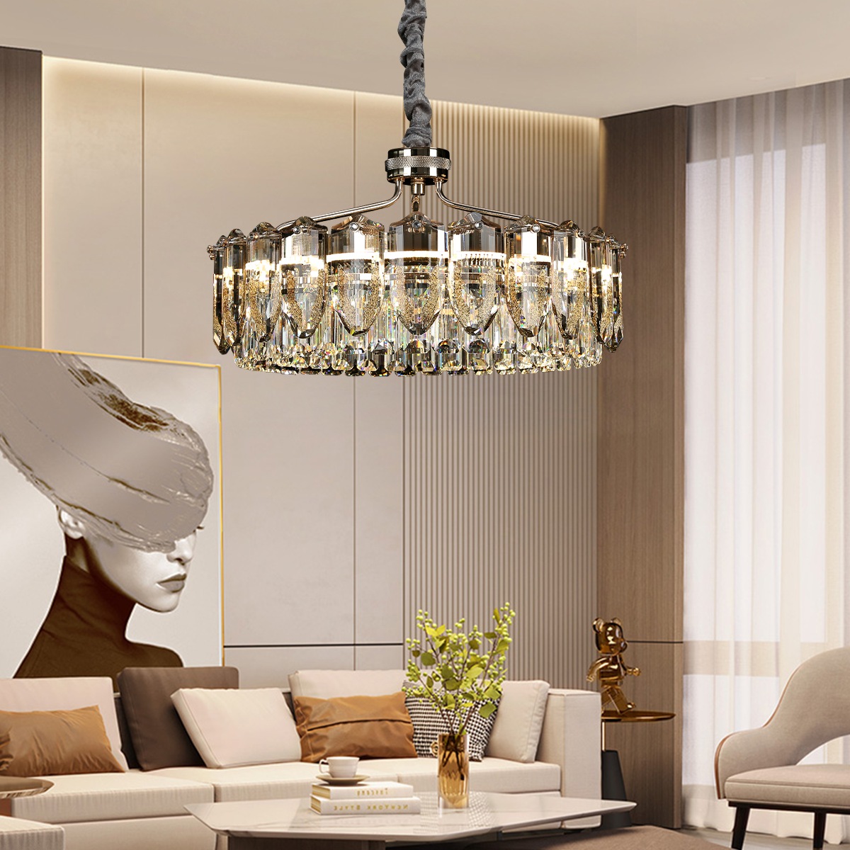 Opulent Crystal Elegance Adjustable Pendant Light