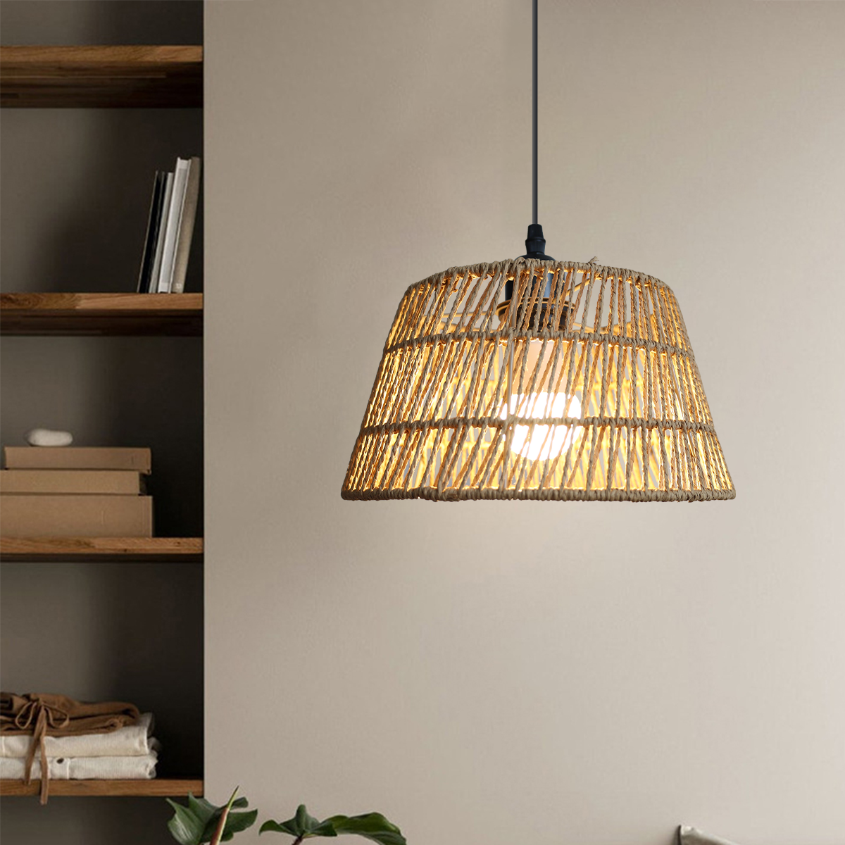 Handcrafted Warm Rustic Paper Rope Pendant Light