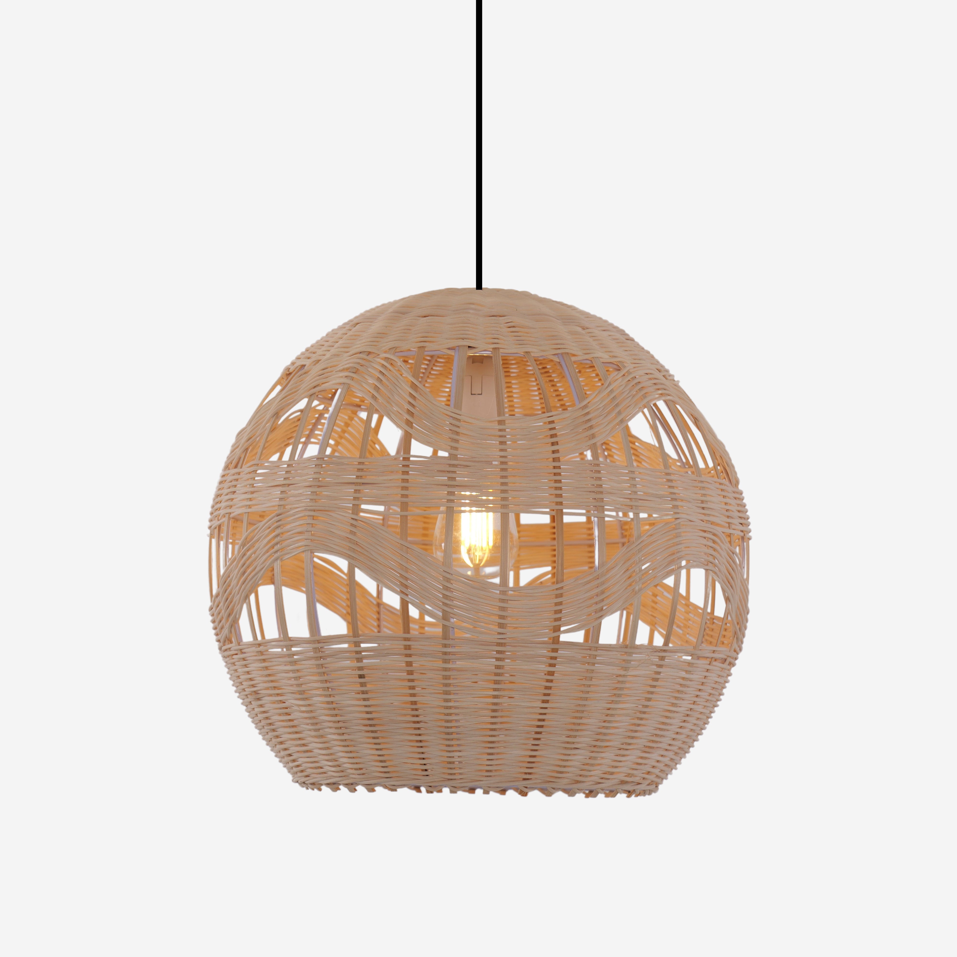 Boho-Chic Handcrafted Rattan Pendant Light with Warm Ambient Glow