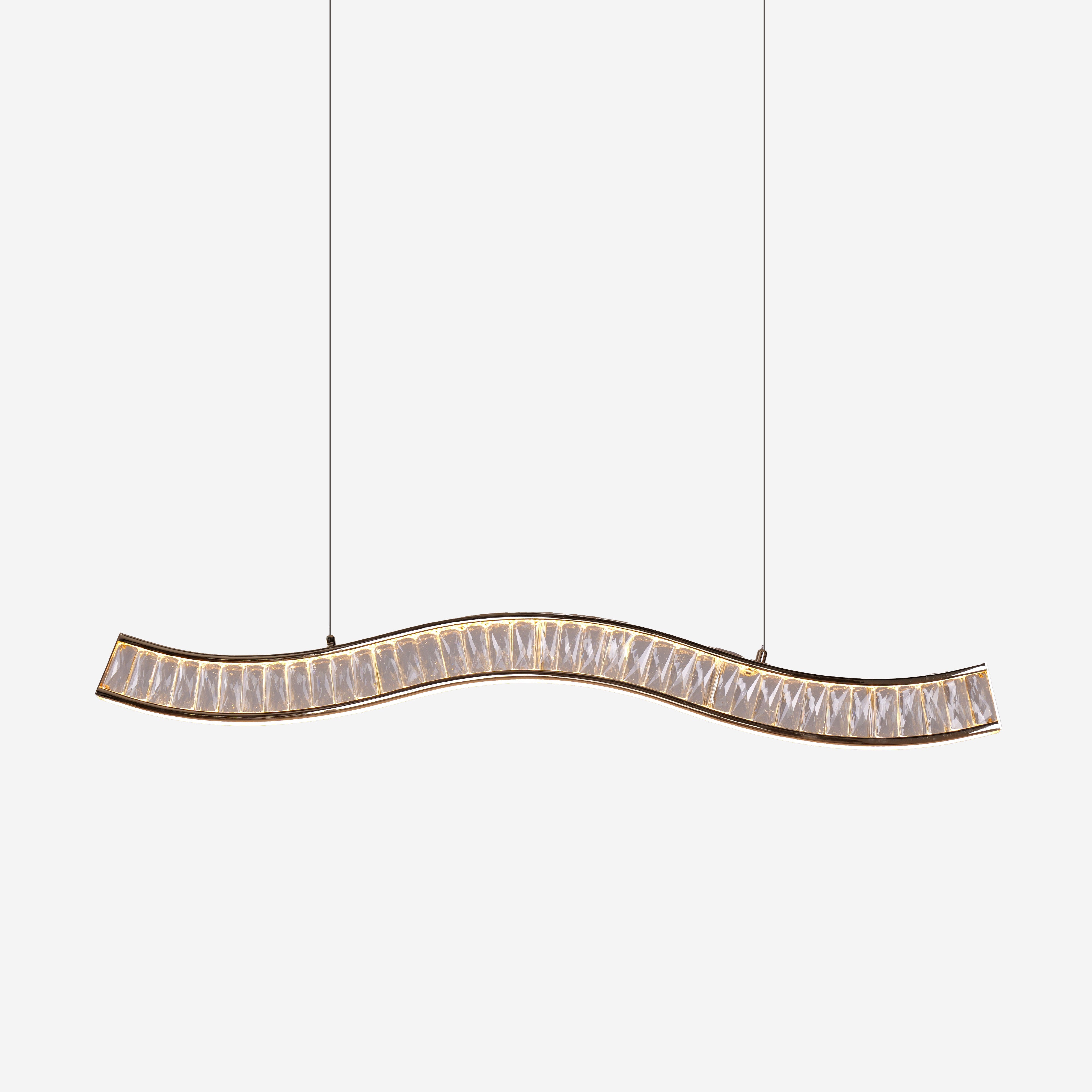 Wave Gold Crystal LED Pendant Light for Modern Interiors