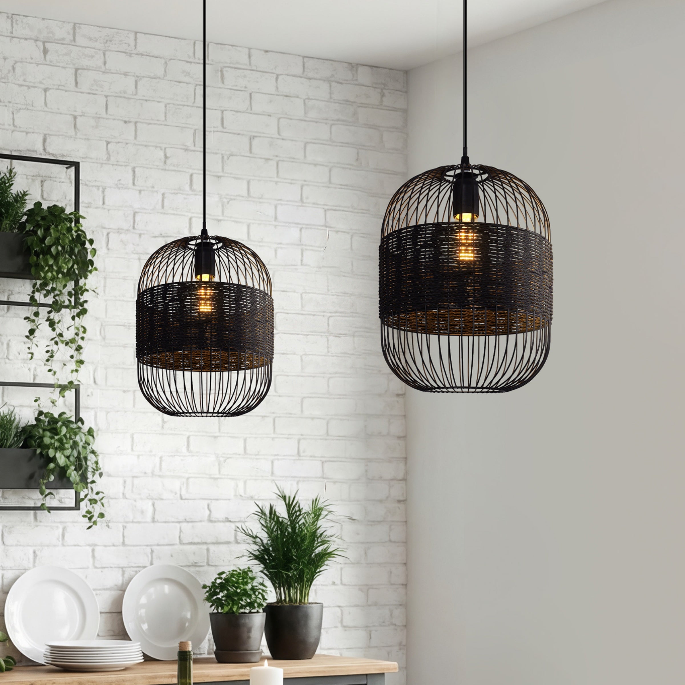 Glyph-Industrial Black Pendant Light for Kitchen & Dining Room