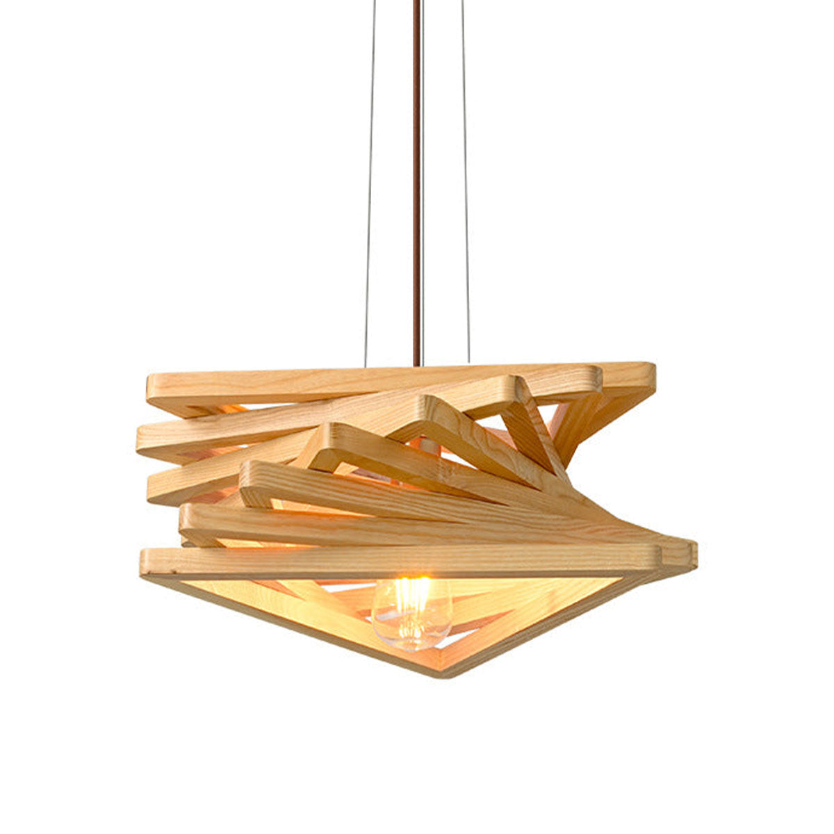 Nordic Retro Geometric Solid Wood Pendant Light