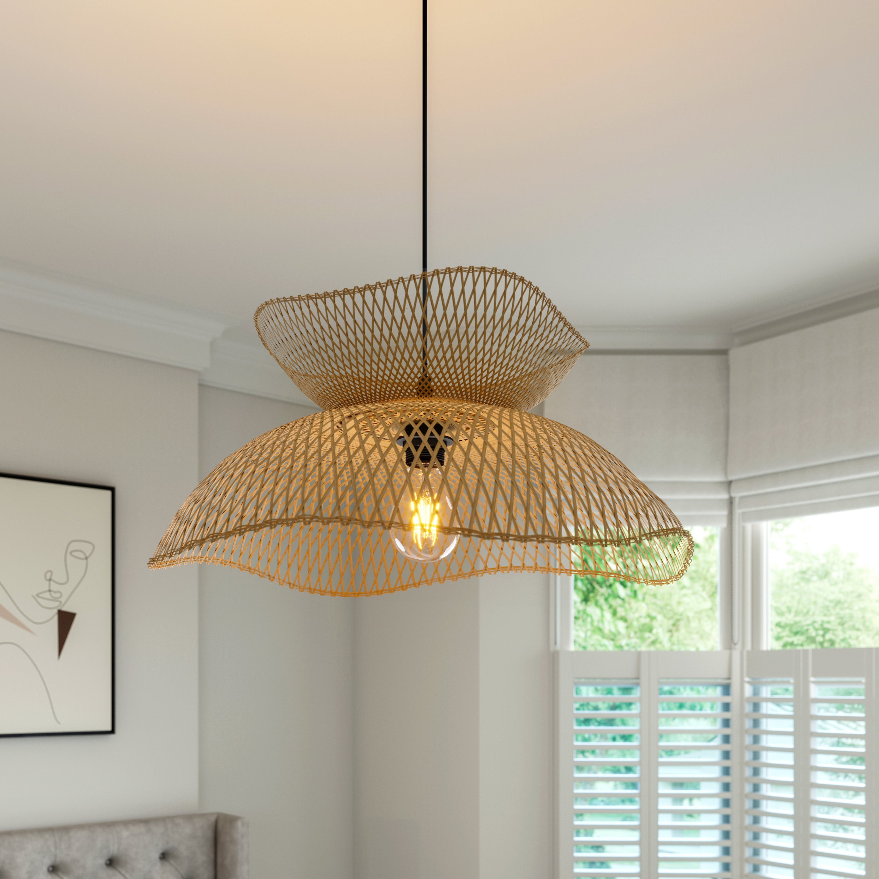 Handwoven Bamboo Pendants for Lights | Natural Kitchen Pendant Lighting