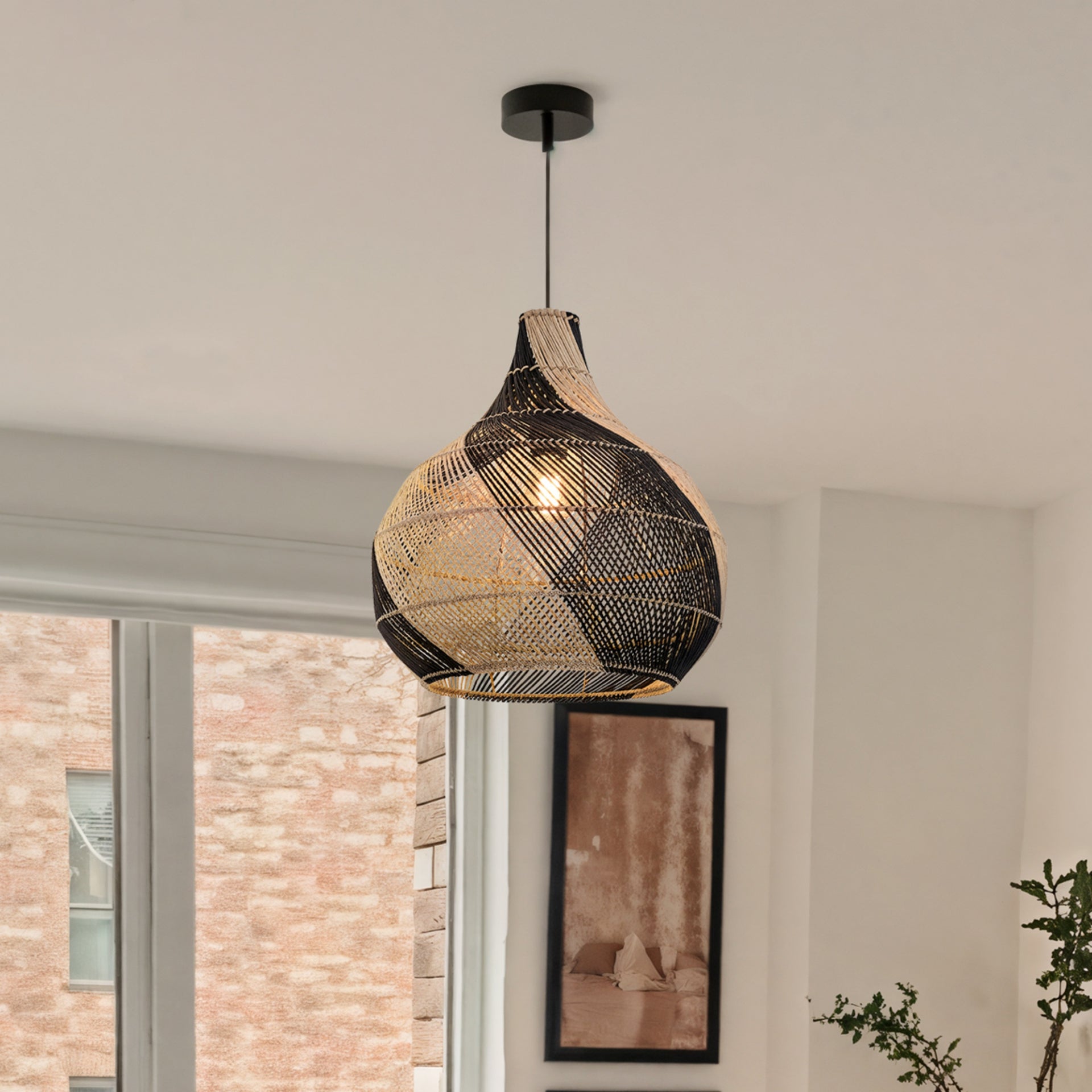 Dewlight Spiral Rattan Pendant Light Modern Woven Pendant Ceiling Lights Kitchen & Dining Room