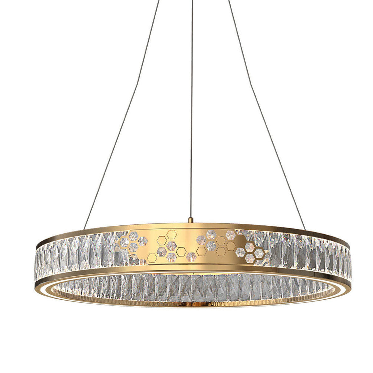 Luxurious Gold Crystal LED Halo Pendant Light