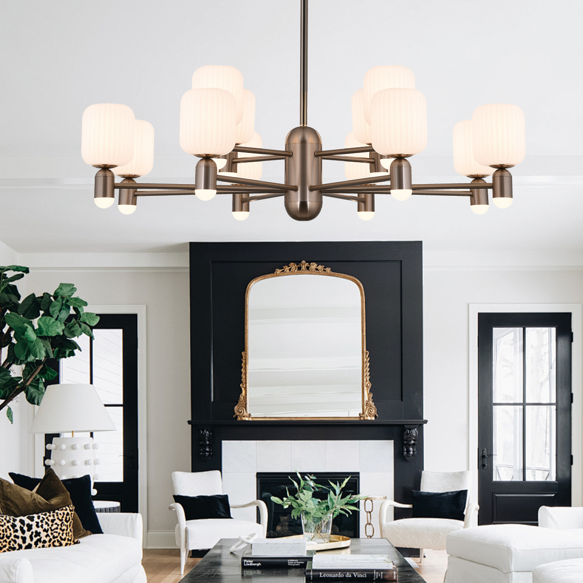 Modern Minimalist Luxury Bronze Chandelier with Acrylic Shades