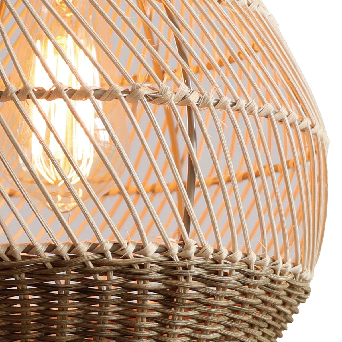 Handwoven Boho Teardrop Design Rattan Iron Pendant Light