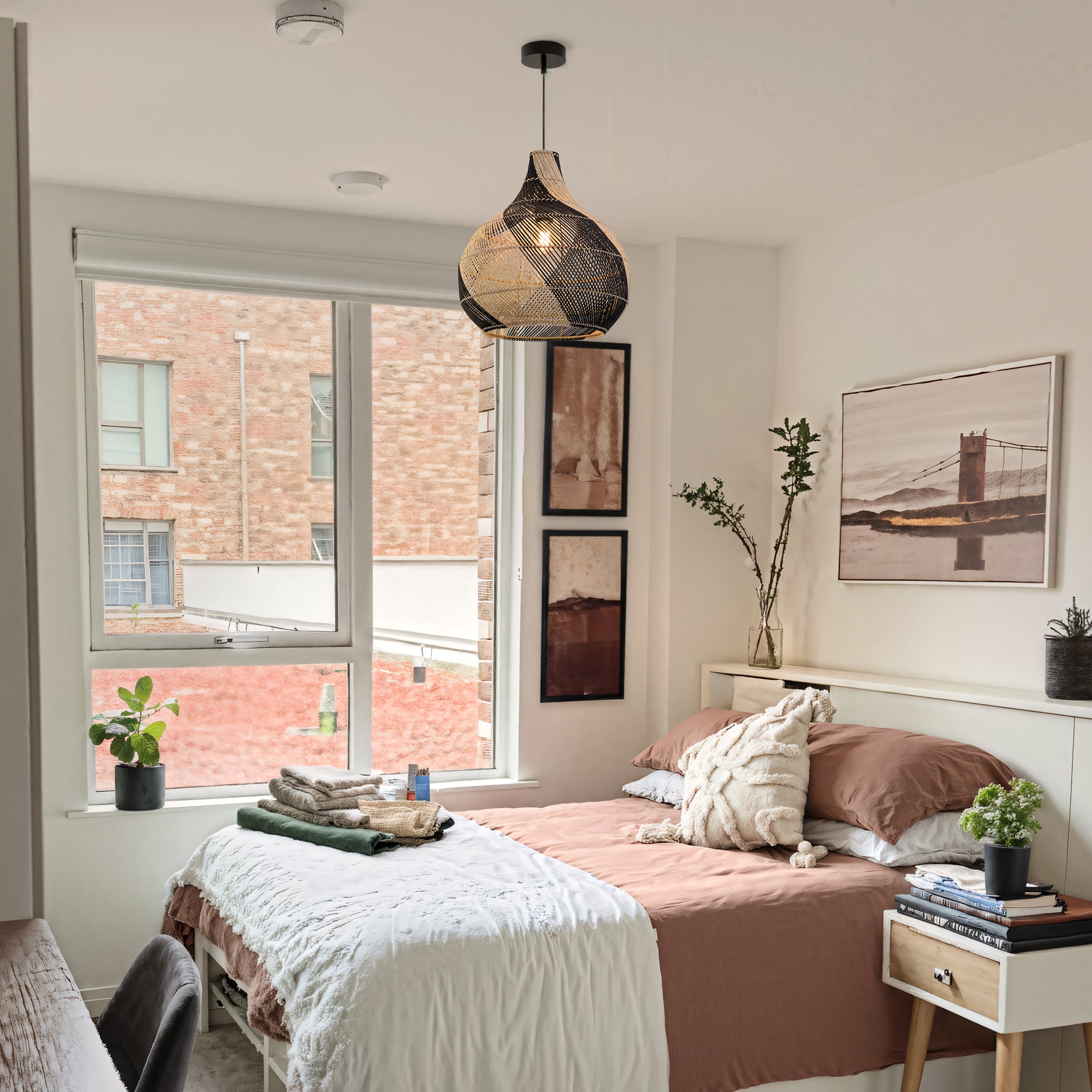 Dewlight-Black Spiral Rattan Pendant Light | Modern Woven Pendant Ceiling Lights for Kitchen & Dining Room