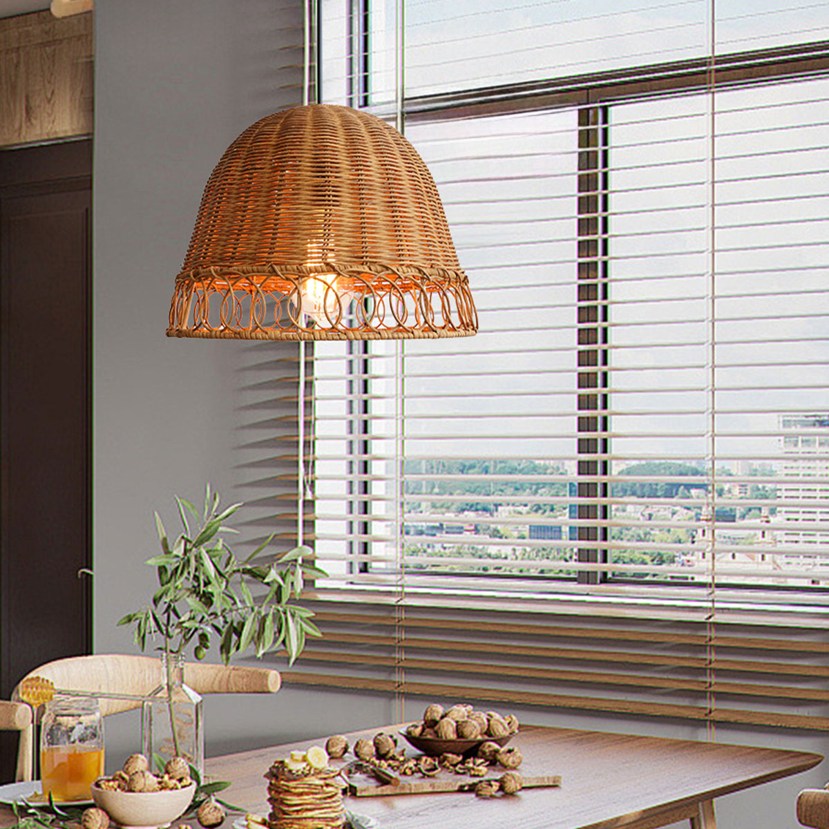 Handwoven Rattan Pendant Light for Cozy Living Spaces