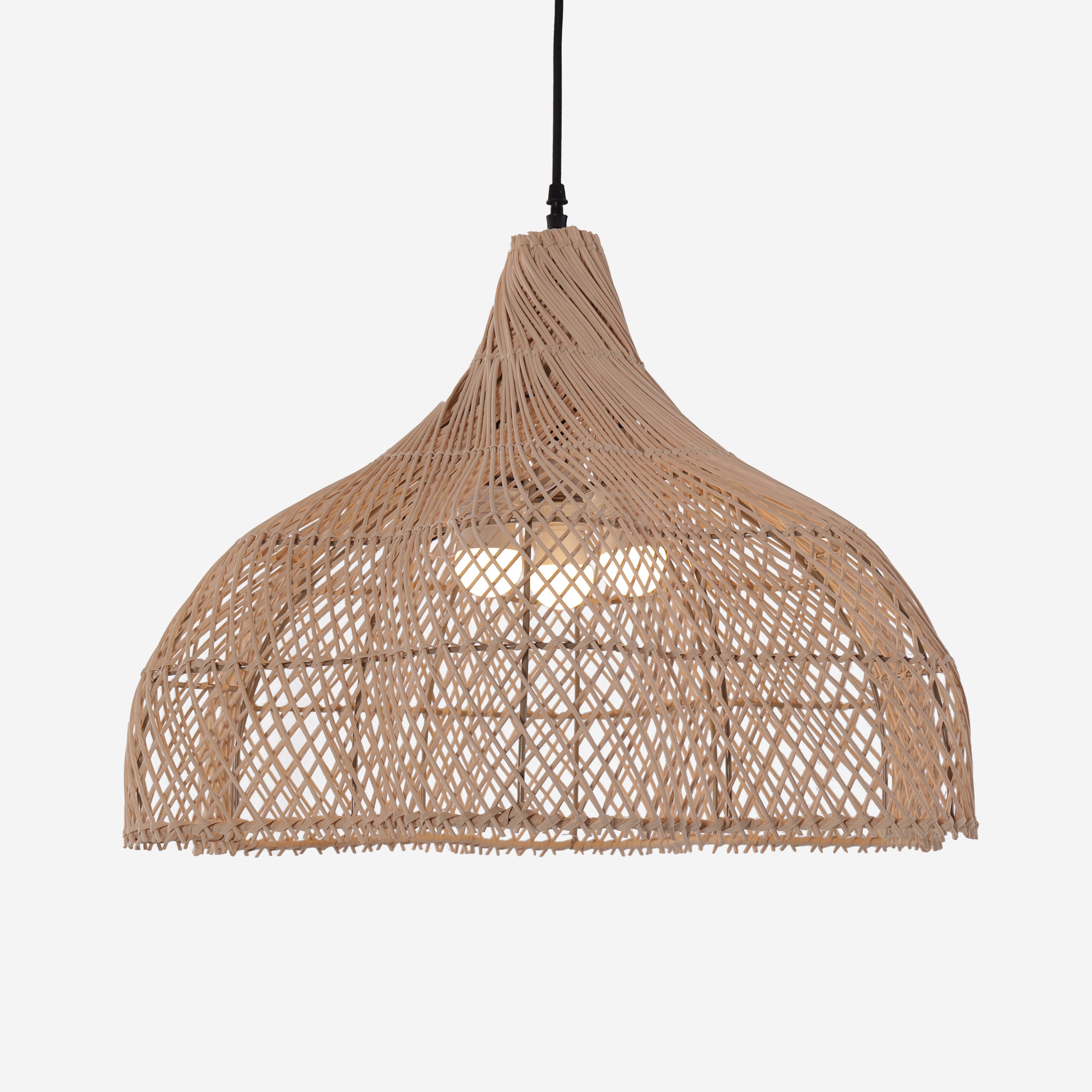 Handcrafted Bamboo Rattan Pendant Light with Tranquil Umbrella Design