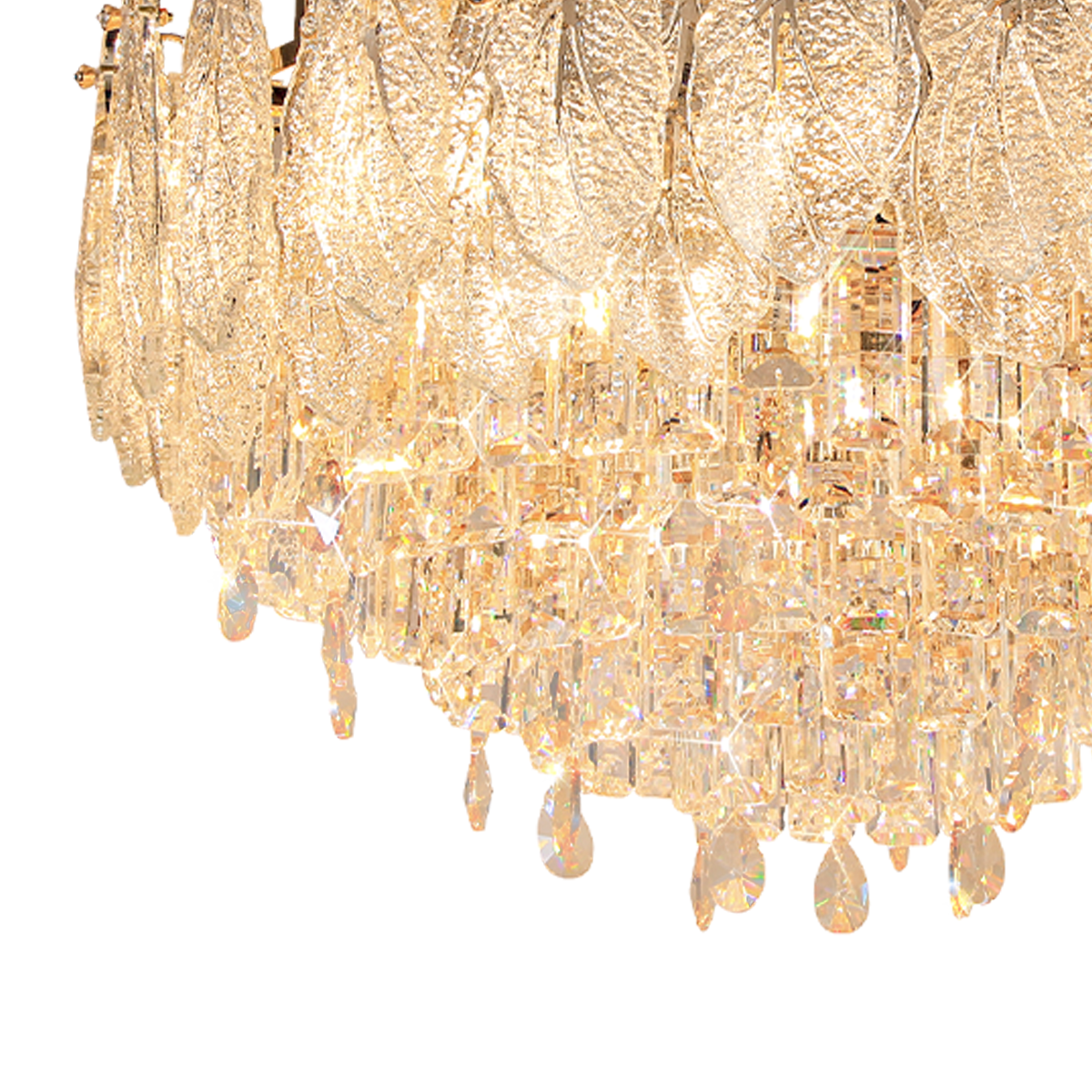 Champagne Gold Crystal Leaf Chandelier