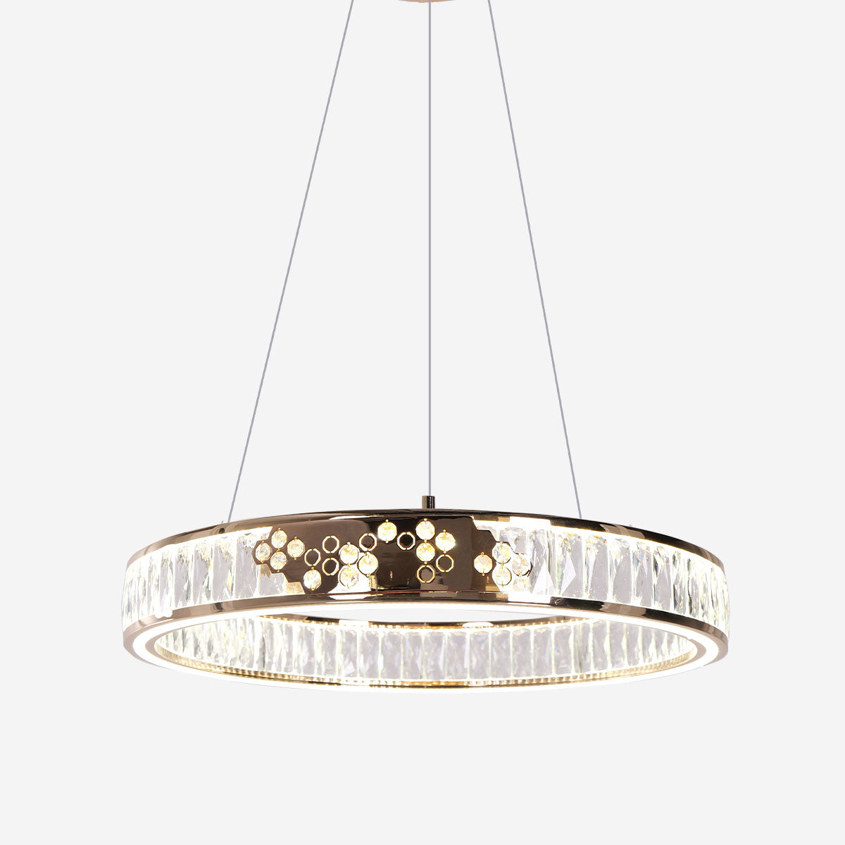 Luxurious Gold Crystal LED Halo Pendant Light