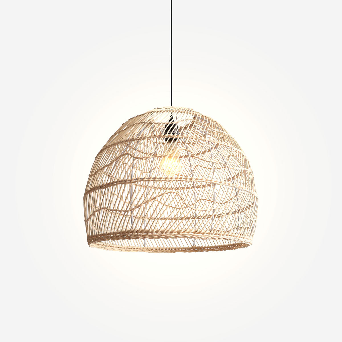 Woven Rattan Dome Pendant Light for Rustic Interiors