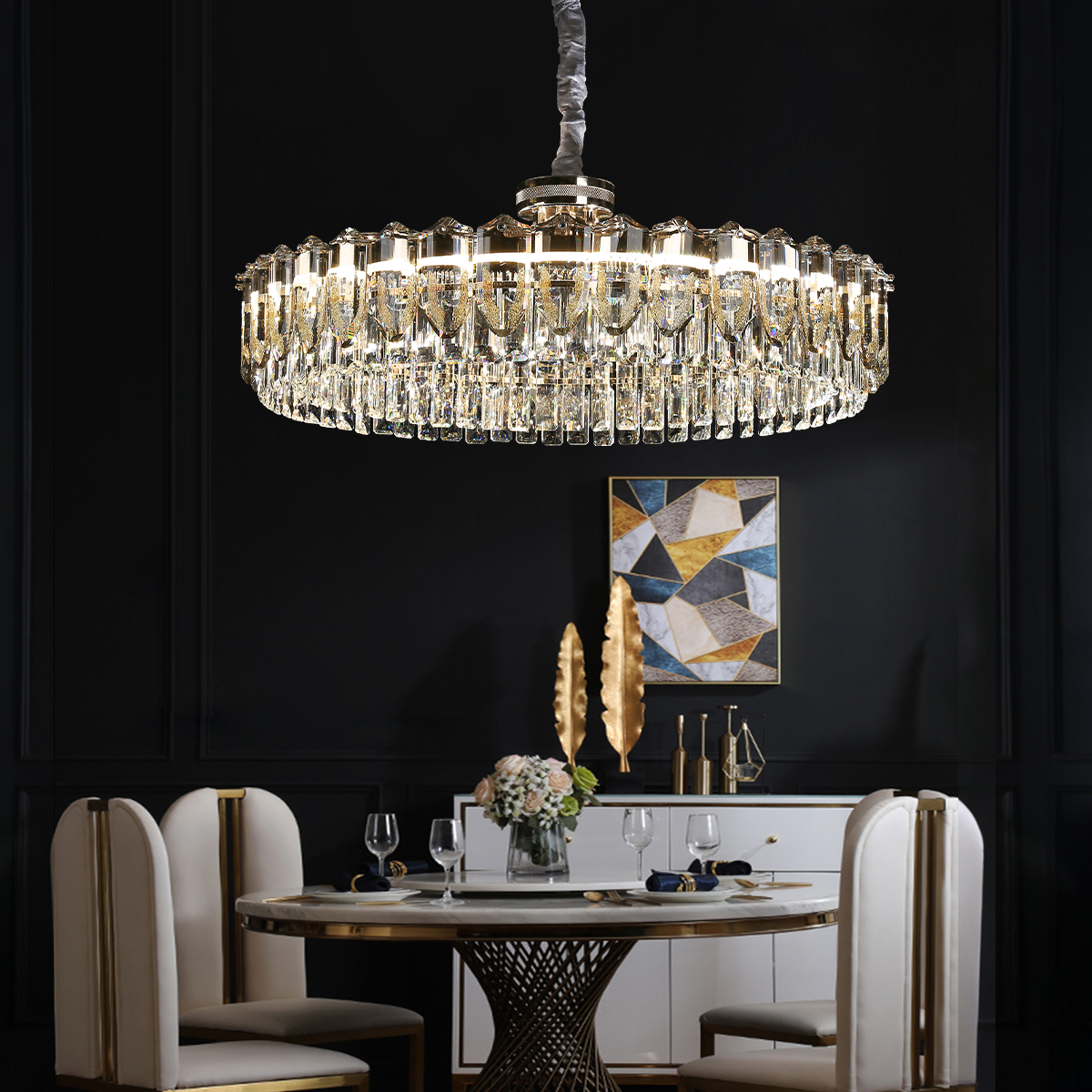 Opulent Crystal Elegance Adjustable Pendant Light