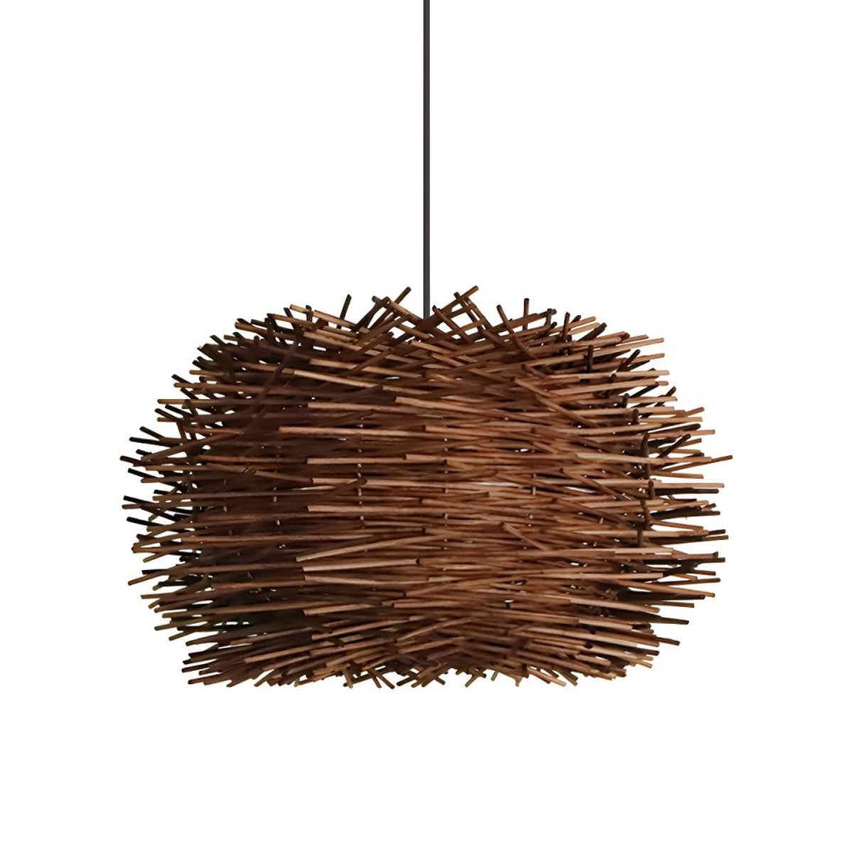 Coffee-Colored Bamboo Art Bird's Nest Spiral Pendant Light