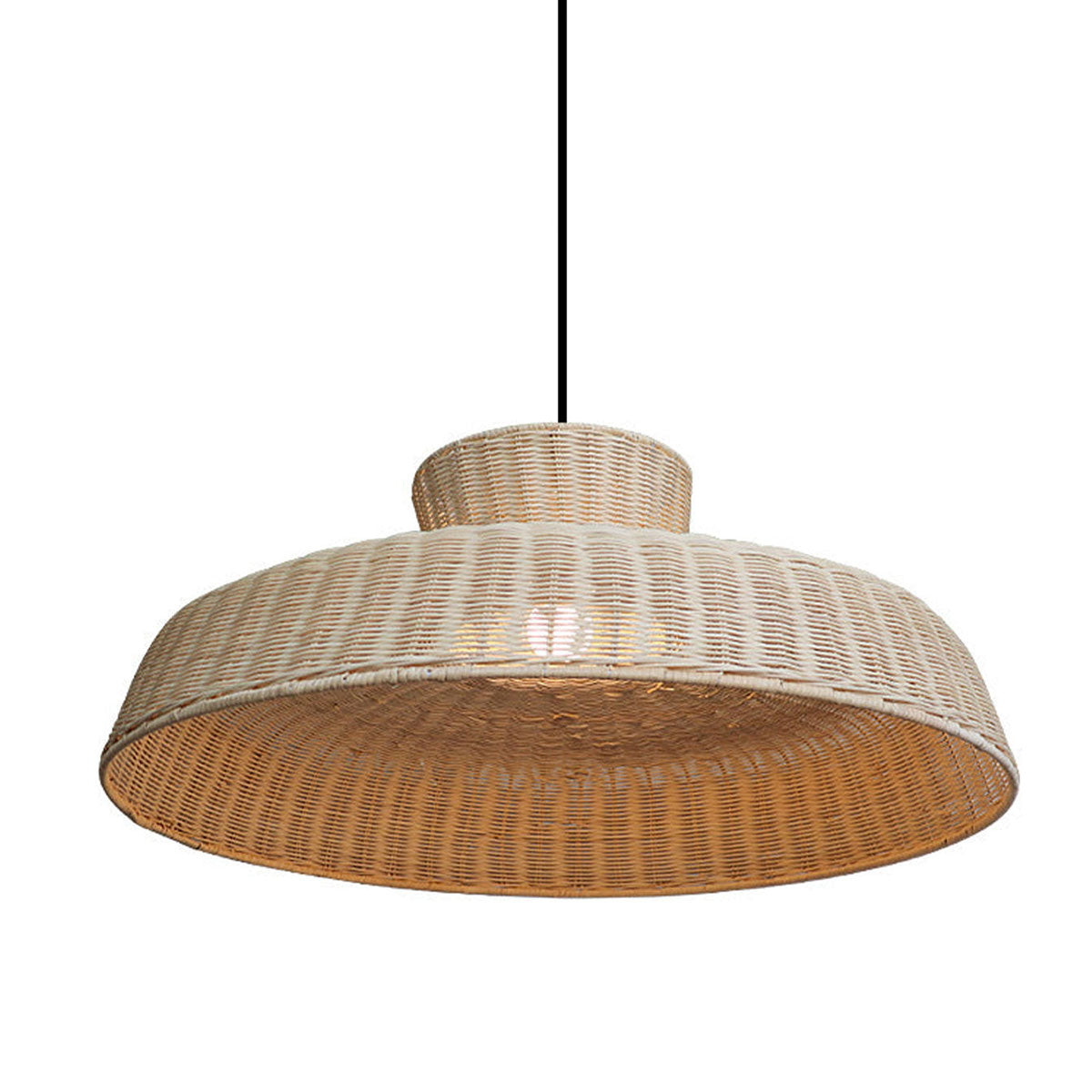 Rustic Elegance Handwoven Rattan Dome Pendant Light