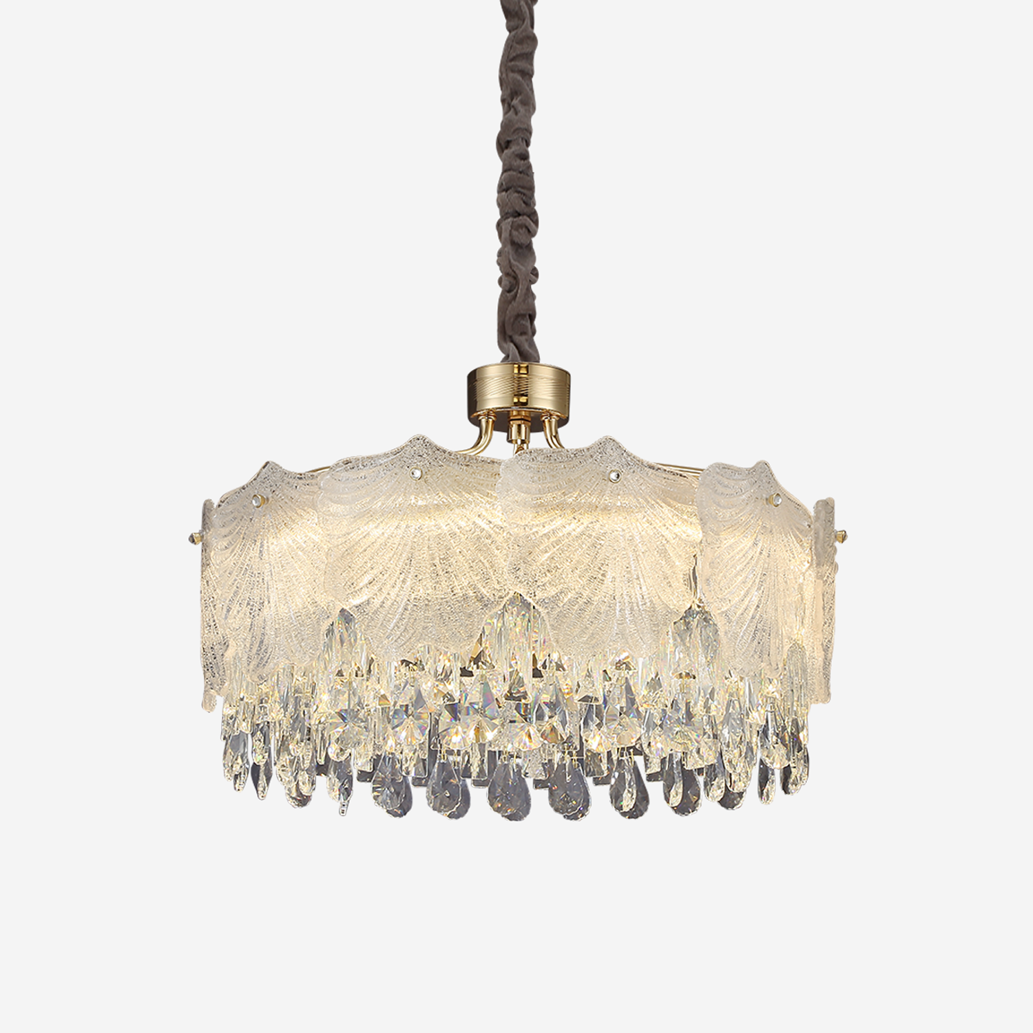 Opulent Gold Pendant Light with Crystal Accents