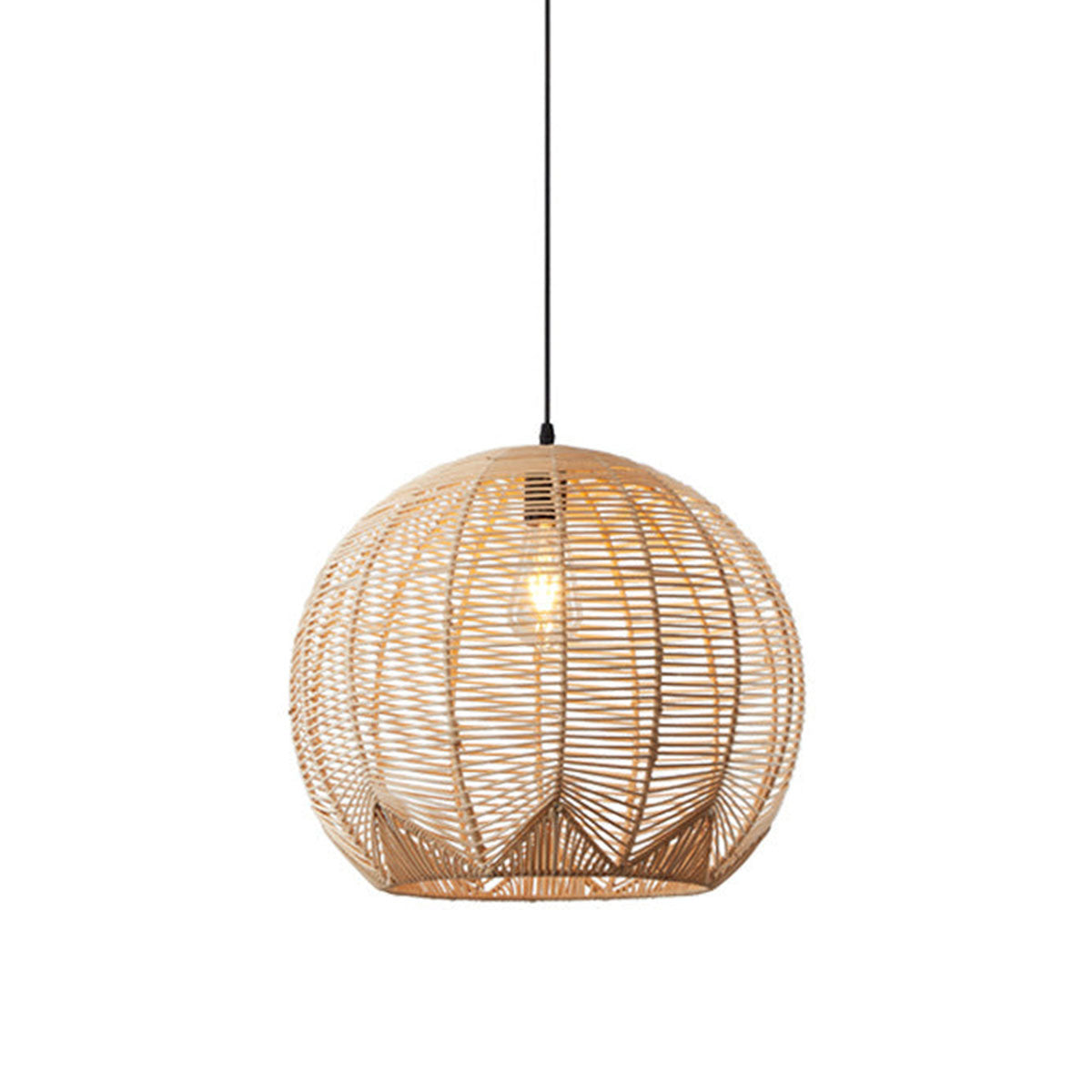 Natural Rattan Colour Handcrafted Sphere Pendant Light for Kitchen Island