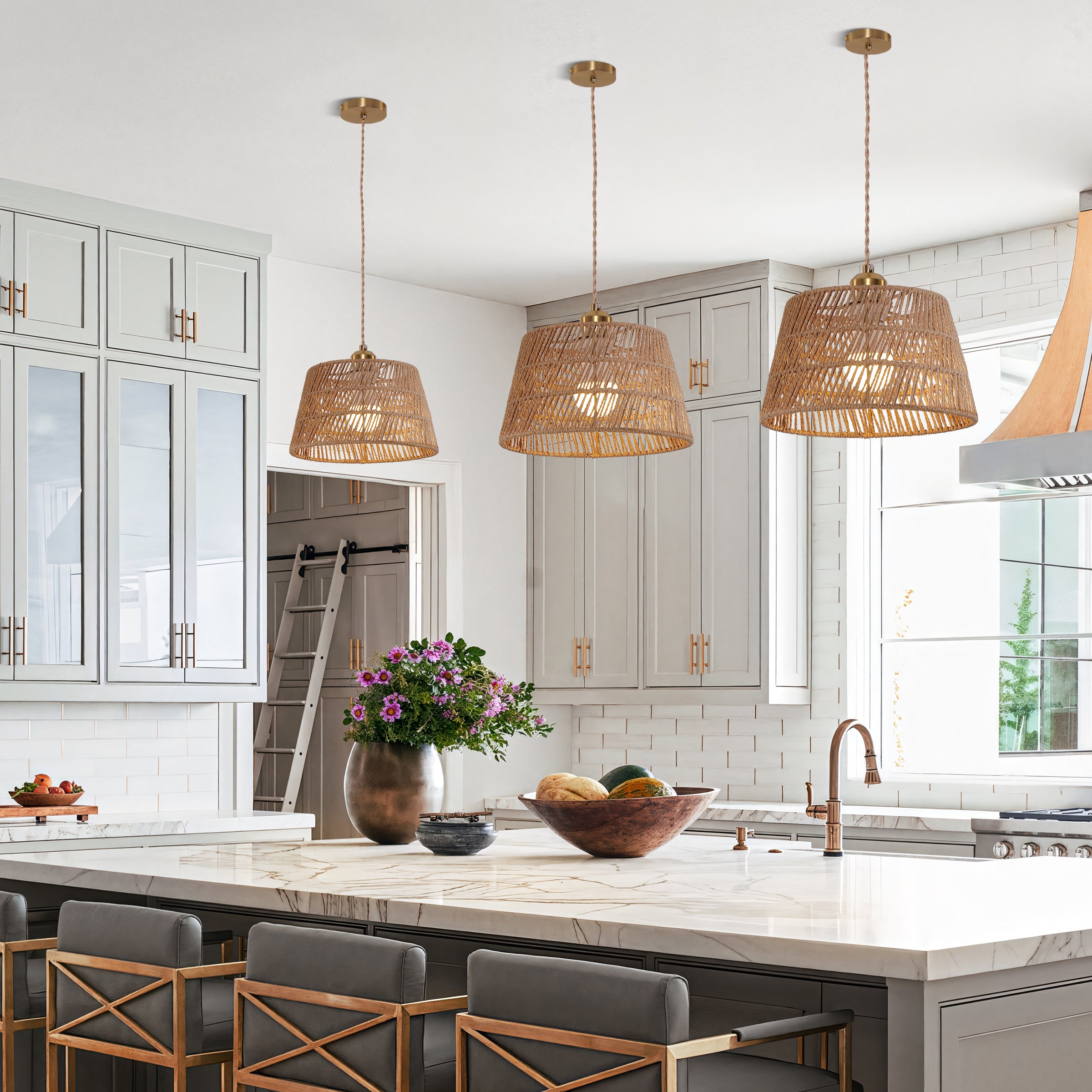 Handcrafted Warm Rustic Paper Rope Pendant Light