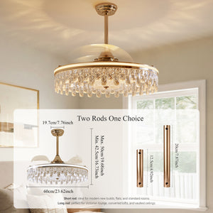 Remote control for gold crystal ceiling fan light with speed and timer settings