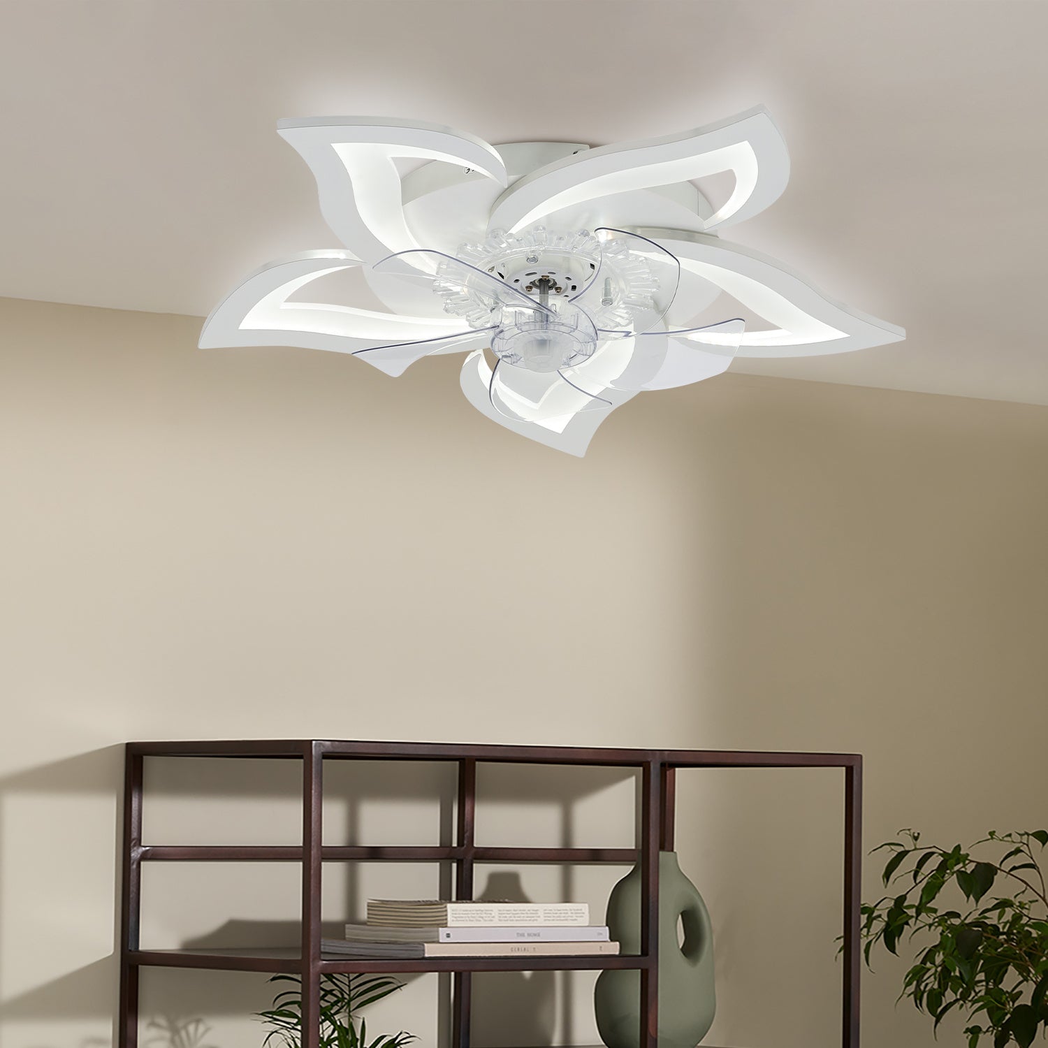 White Petal Acrylic Ceiling Fan Light with Dimmable Feature