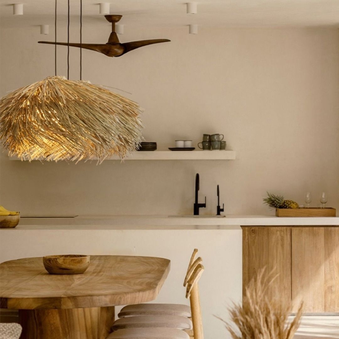 Straw Stack Shaped Rattan Woven Pendant Light