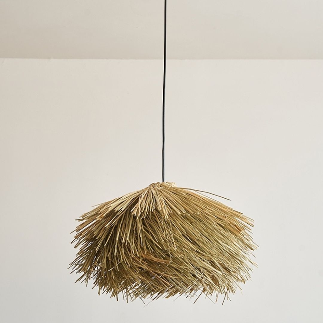 Straw Stack Shaped Rattan Woven Pendant Light