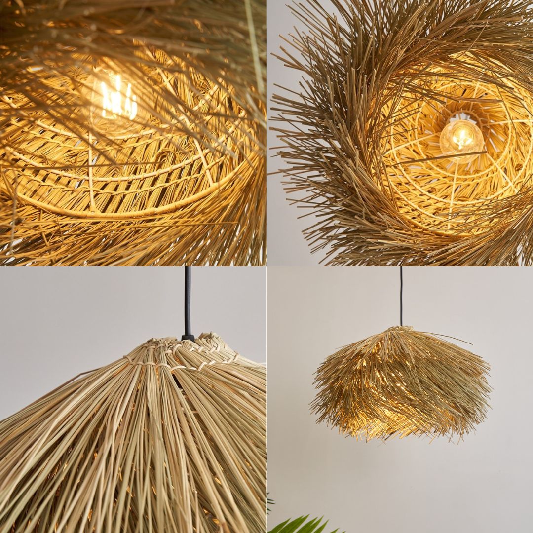 Straw Stack Shaped Rattan Woven Pendant Light