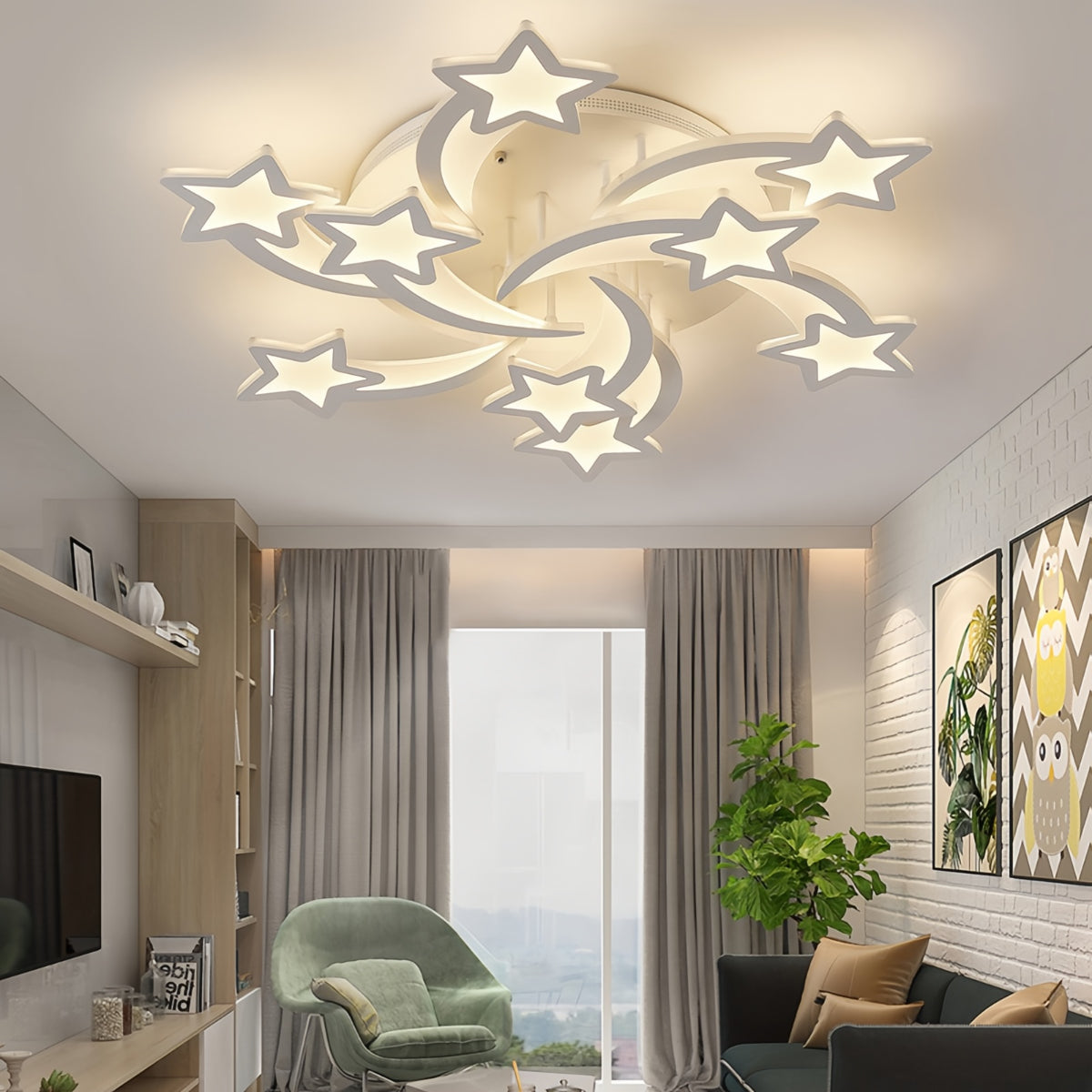 Modern LED Ceiling Light with Star Lampshades