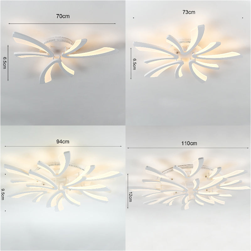 V Shaped Floral Modern Semi-Flush LED Ceiling Light Dimmable/Non-Dimmable