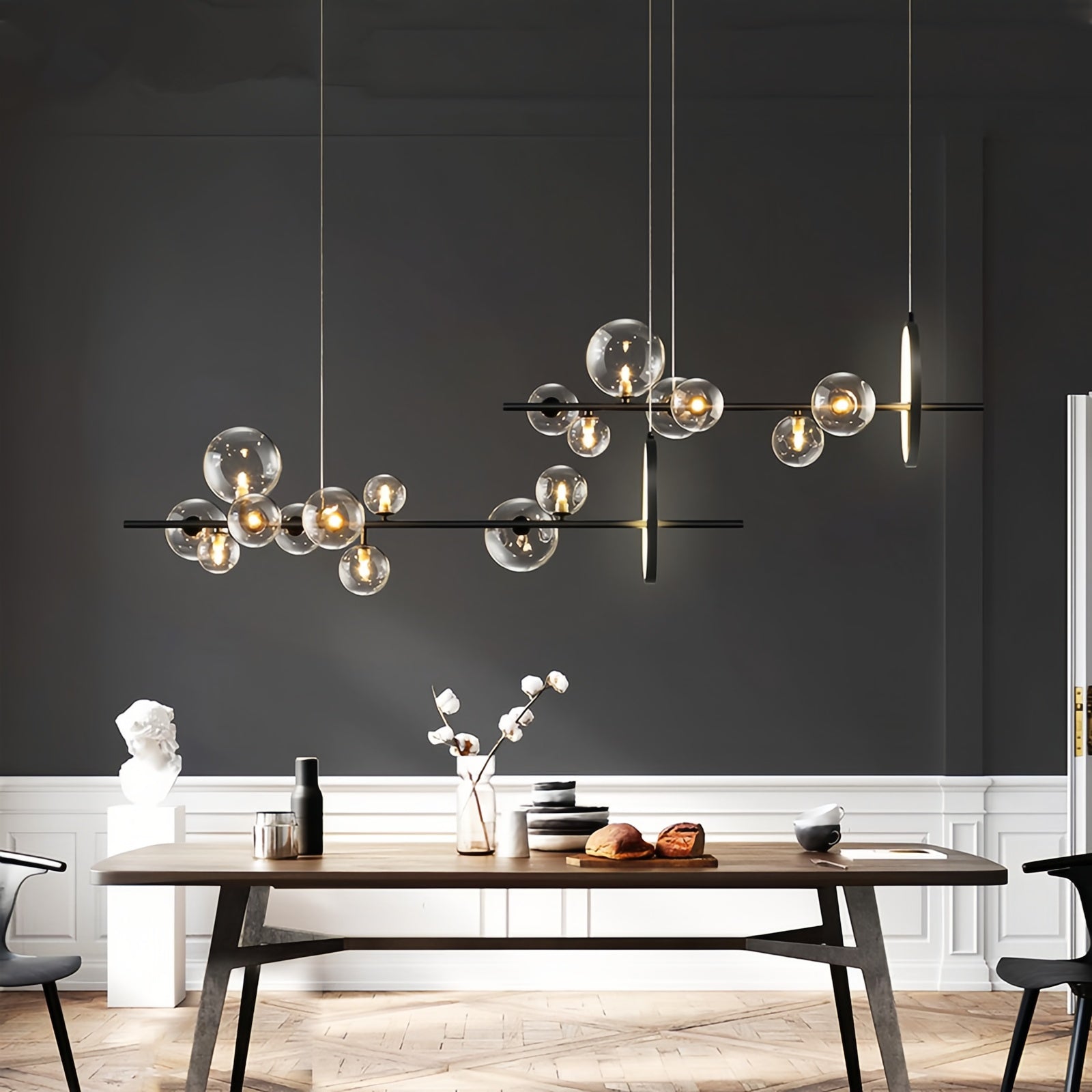 Modern Minimalist Glass Bubble Pendant Light for Dinning Area and Kitchen Island