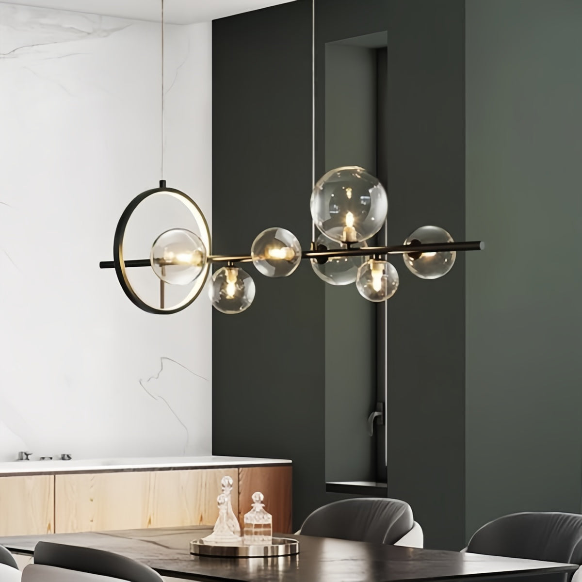 Modern Minimalist Glass Bubble Pendant Light for Dinning Area and Kitchen Island