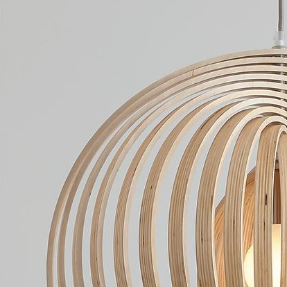 Rotating Circular Moon Wooden LED Pendant Light