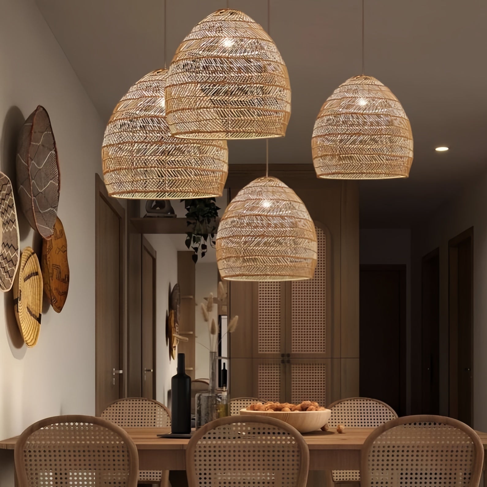 Rattan Art Pendant Light Hanging Decor Rustic Style(Version B)