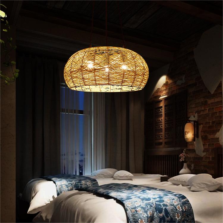 Creative Bird's Nest LED Hemp Rope Rattan Woven Pendant Light